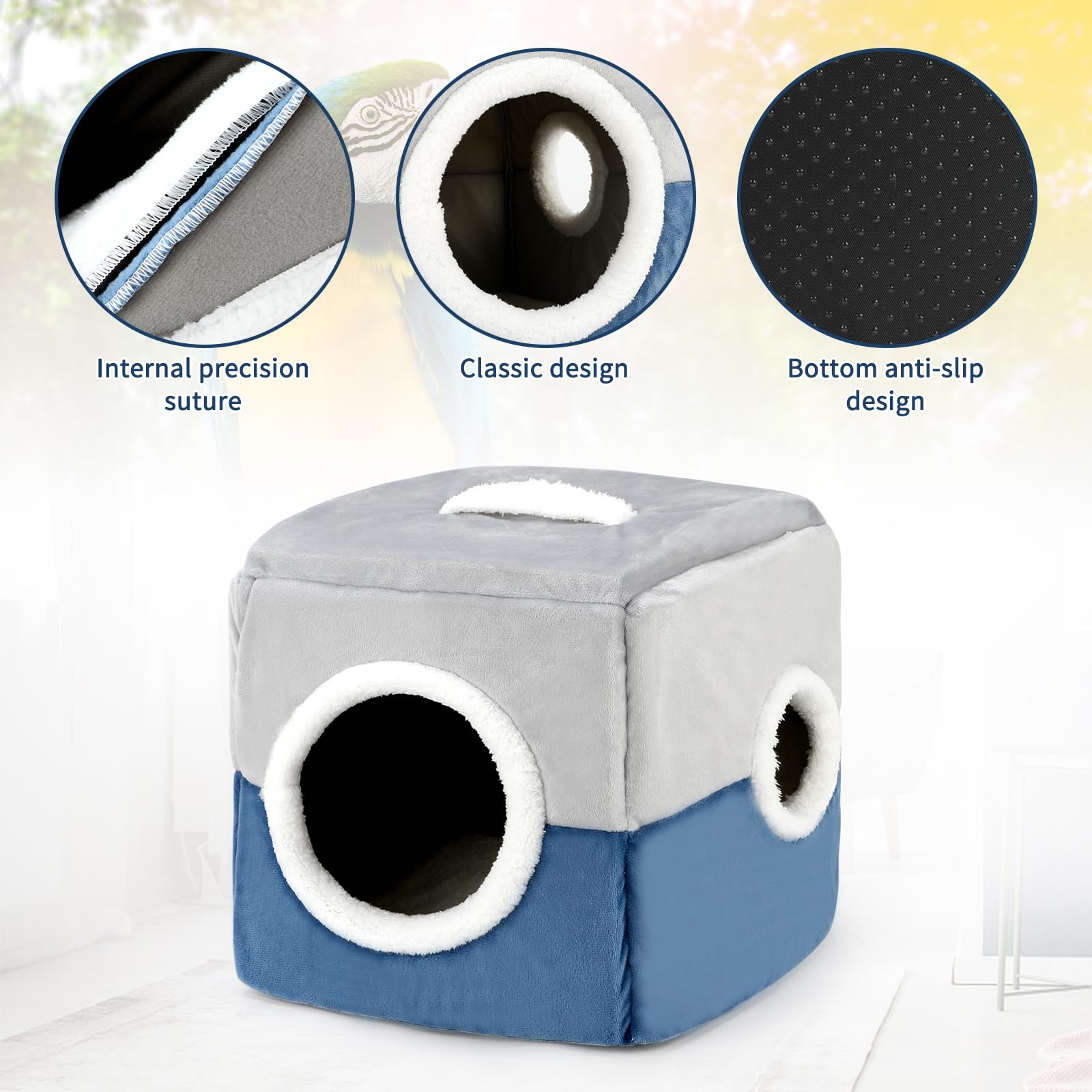 GINDOOR square bird nest with dual entrances offering versatile play space.