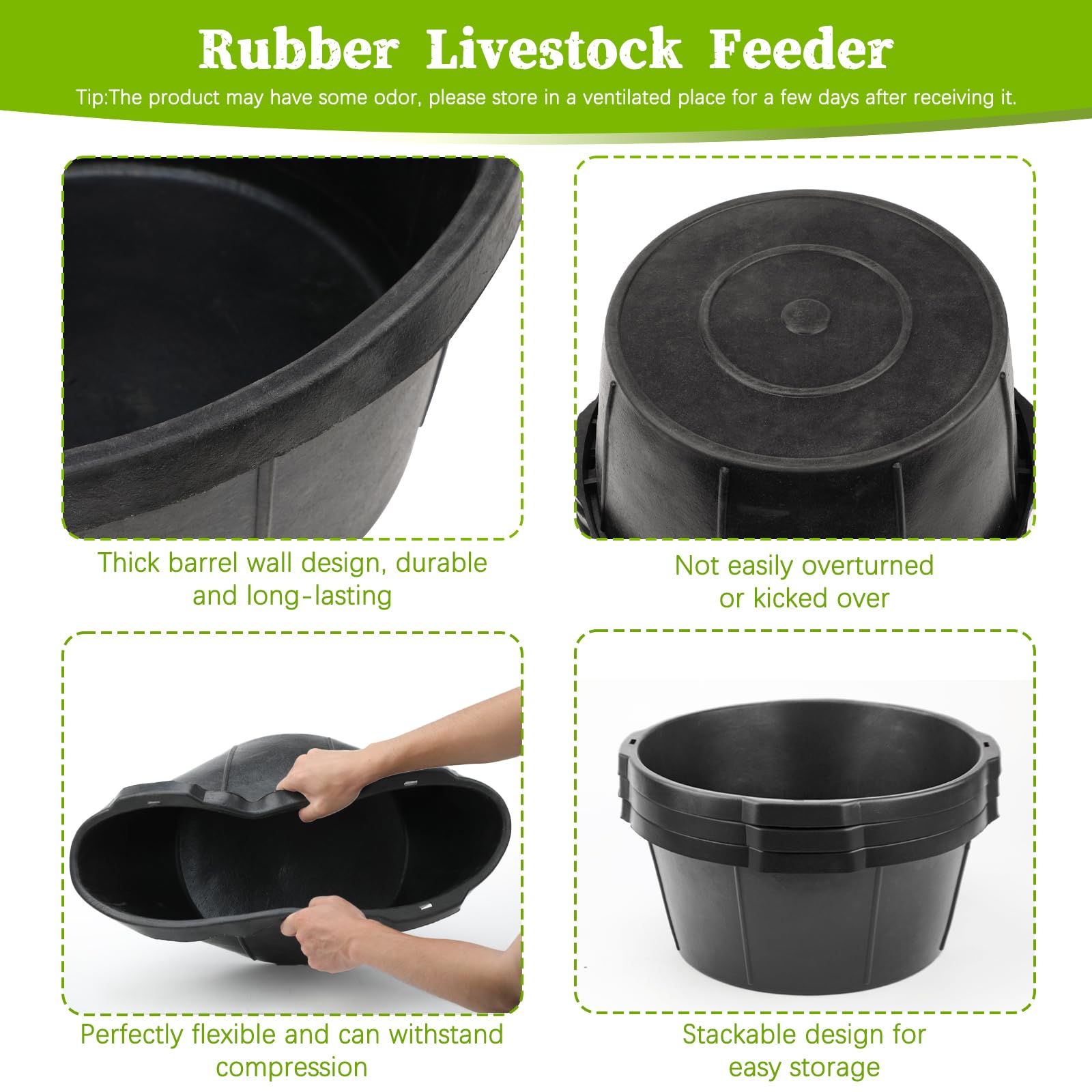 GINDOOR wide-mouth livestock water pan—multi-use bucket that doubles as water and feed holder.
