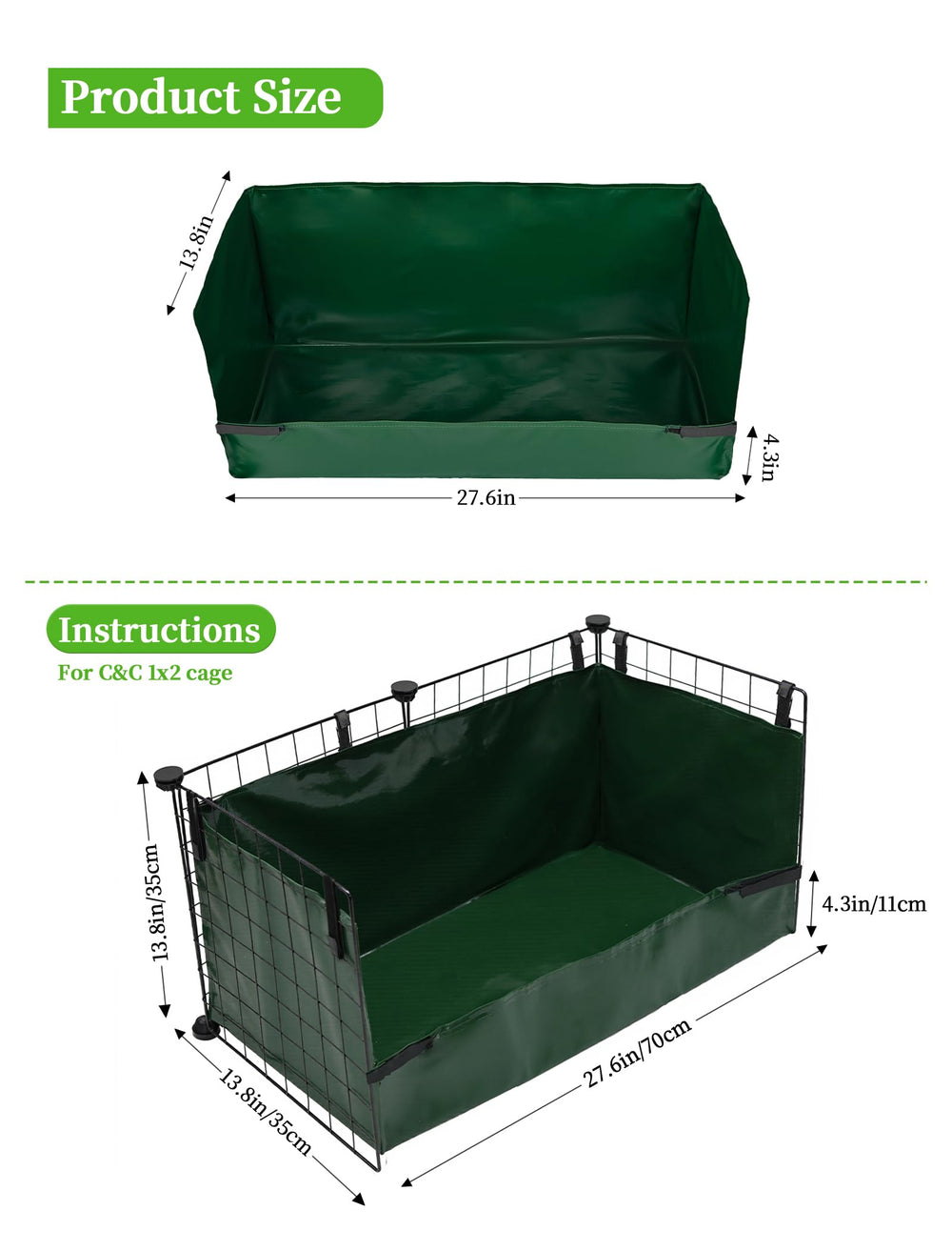 GINIDEAR waterproof edge liner prevents leaks during cage use