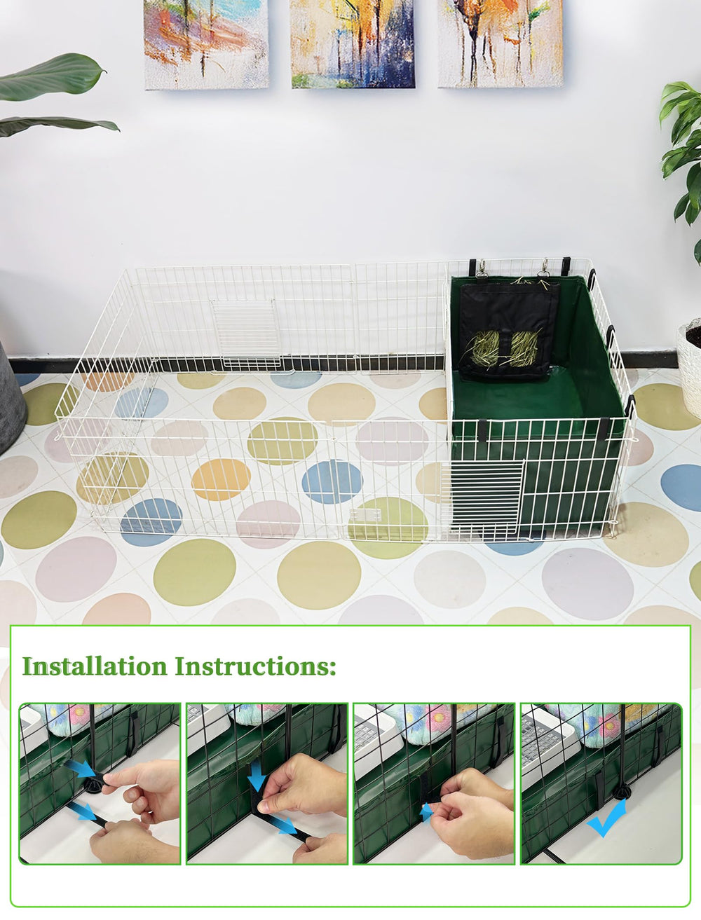GINIDEAR 24x32 liner suitable for 3/4 Midwest cage for versatile setup.