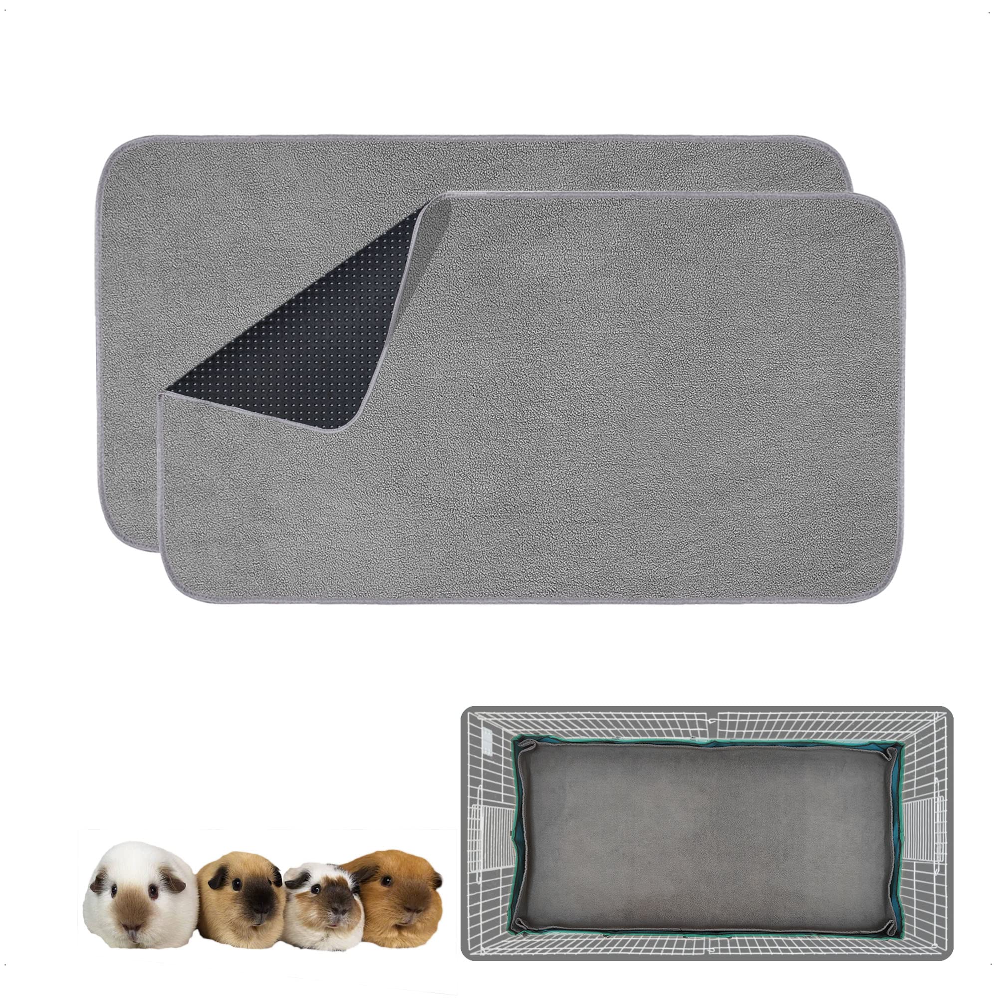 GINIDEAR guinea pig cage liner Midwest 47x24 gray provides a dry, clean base for small pets