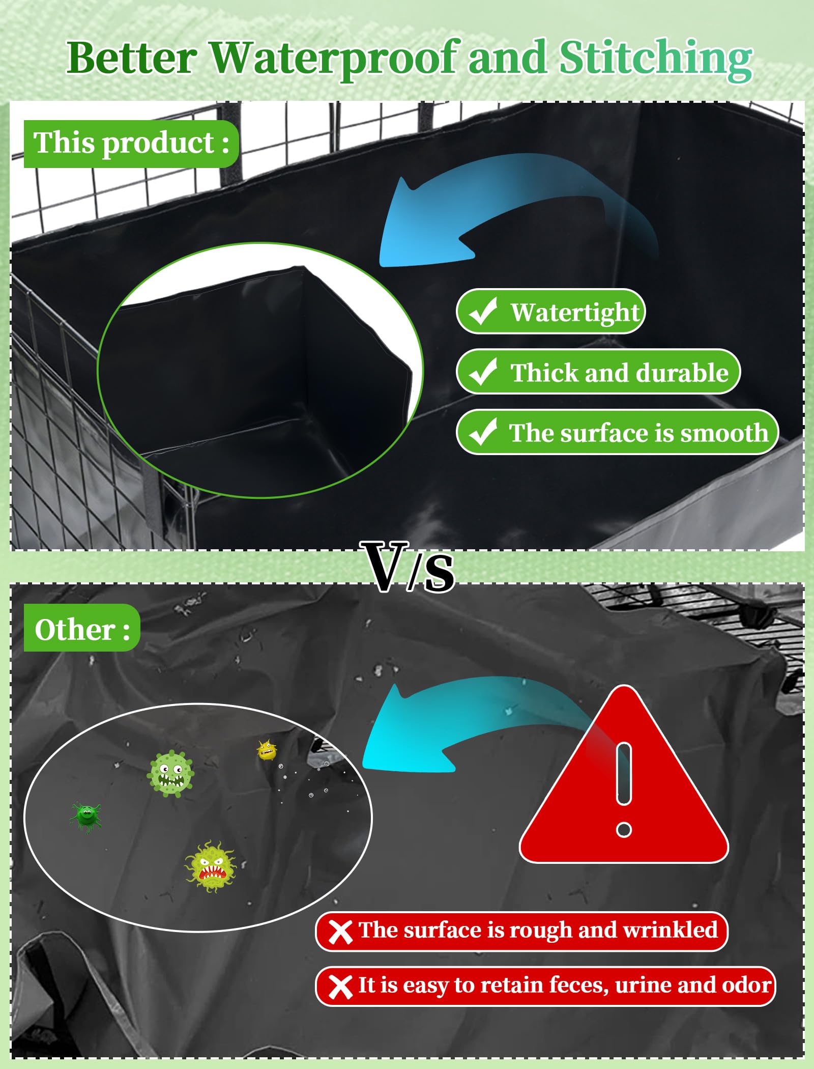 GINIDEAR Guinea Pig Cage Liner Velcro installation shows easy setup.