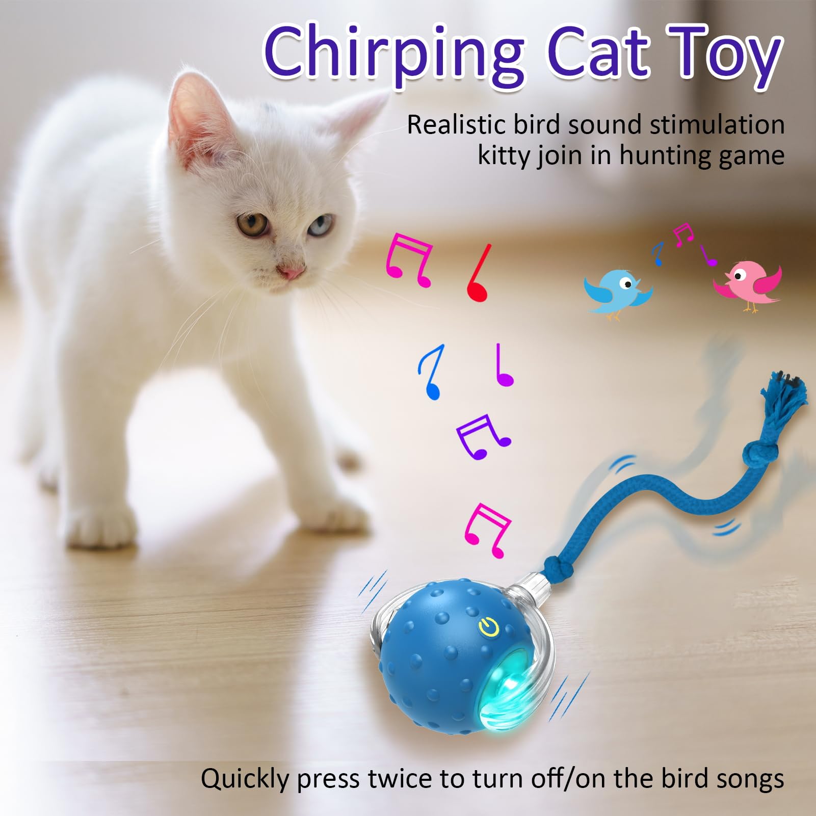 Giociv ball blue interactive mode reacts to paw taps.