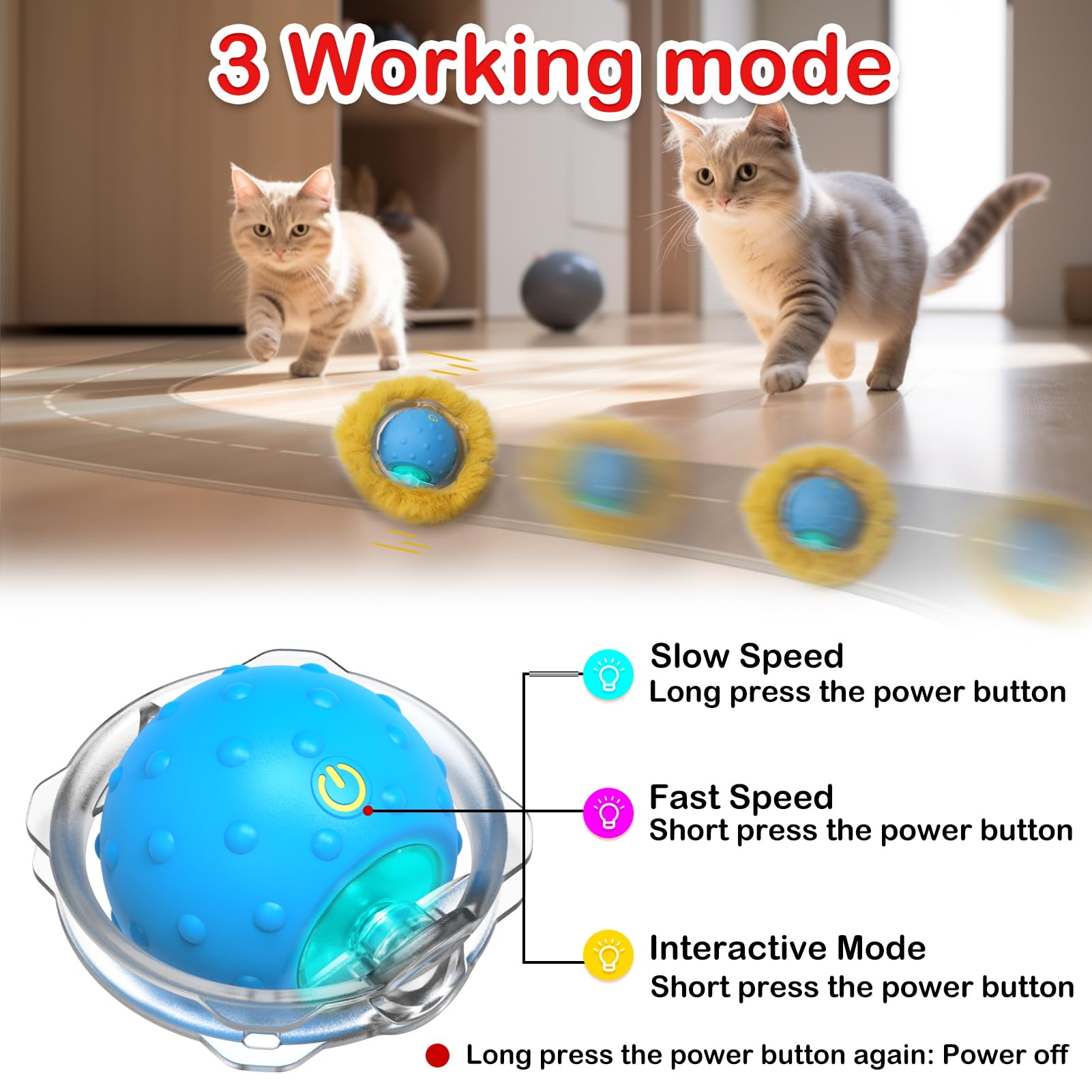 Giociv Interactive Cat Ball chirping sounds add hunting cues