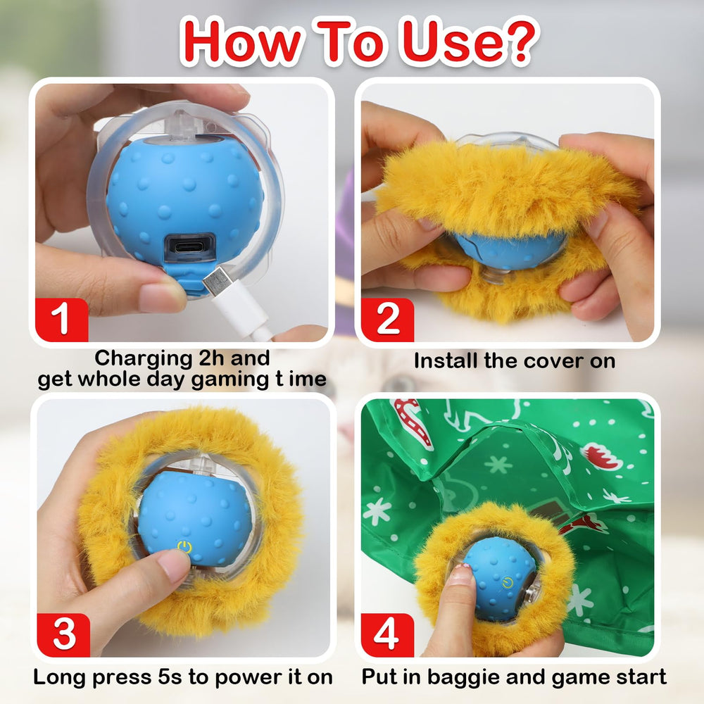 Giociv Interactive Cat Ball USB-C recharge for quick power
