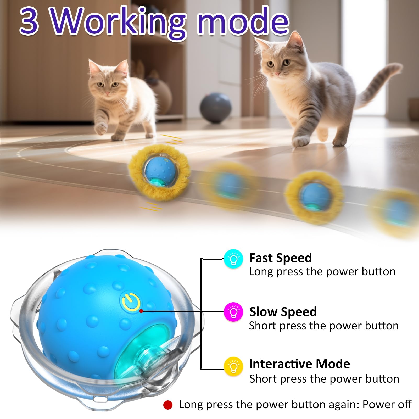 Giociv interactive cat toy ball features LED light for night play