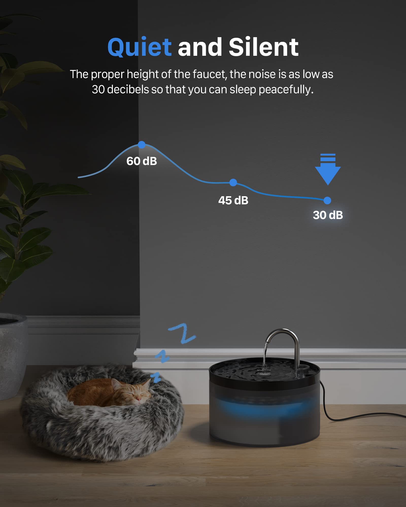 GIOTOHUN cat water fountain 2L black running-water modes encourage frequent drinking.