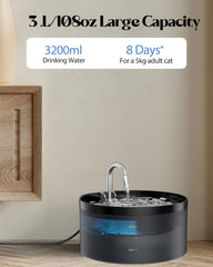 GIOTOHUN cat water fountain filtration system keeps water clean and odor-free.