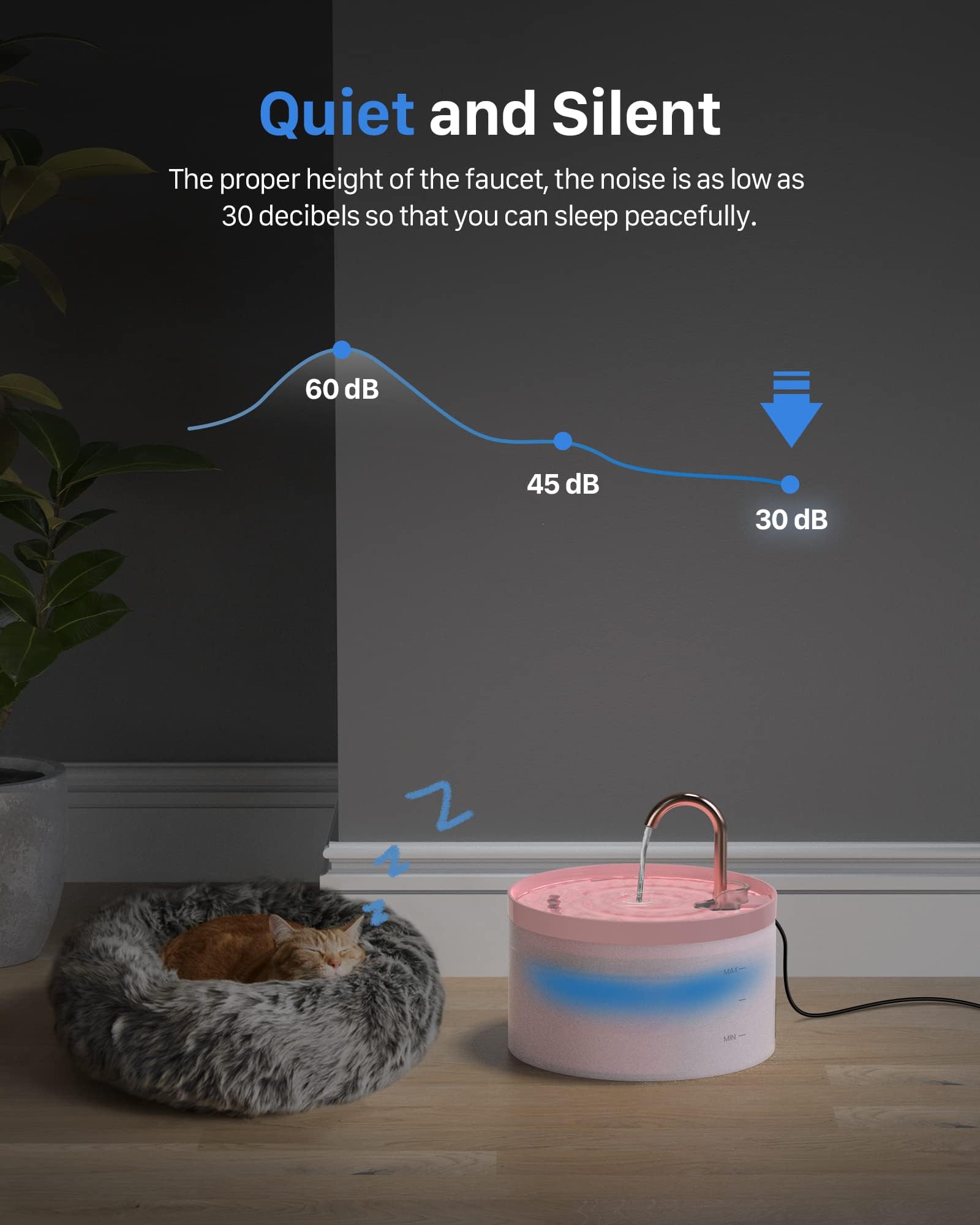 GIOTOHUN cat water fountain pink removable parts for easy cleaning.