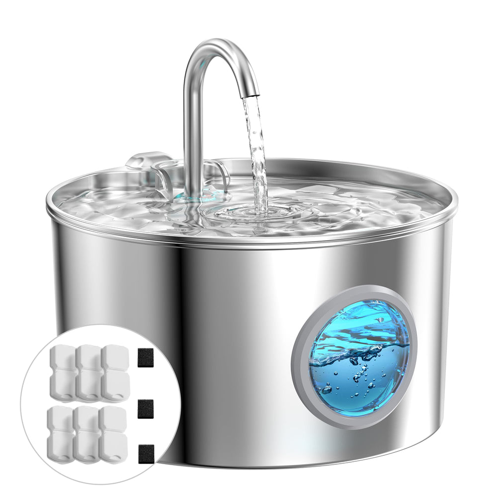 GIOTOHUN cat water fountain stainless-steel assembly shows durable setup for easy installation