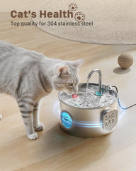 GIOTOHUN cat water fountain stainless-steel pump highlights whisper-quiet operation