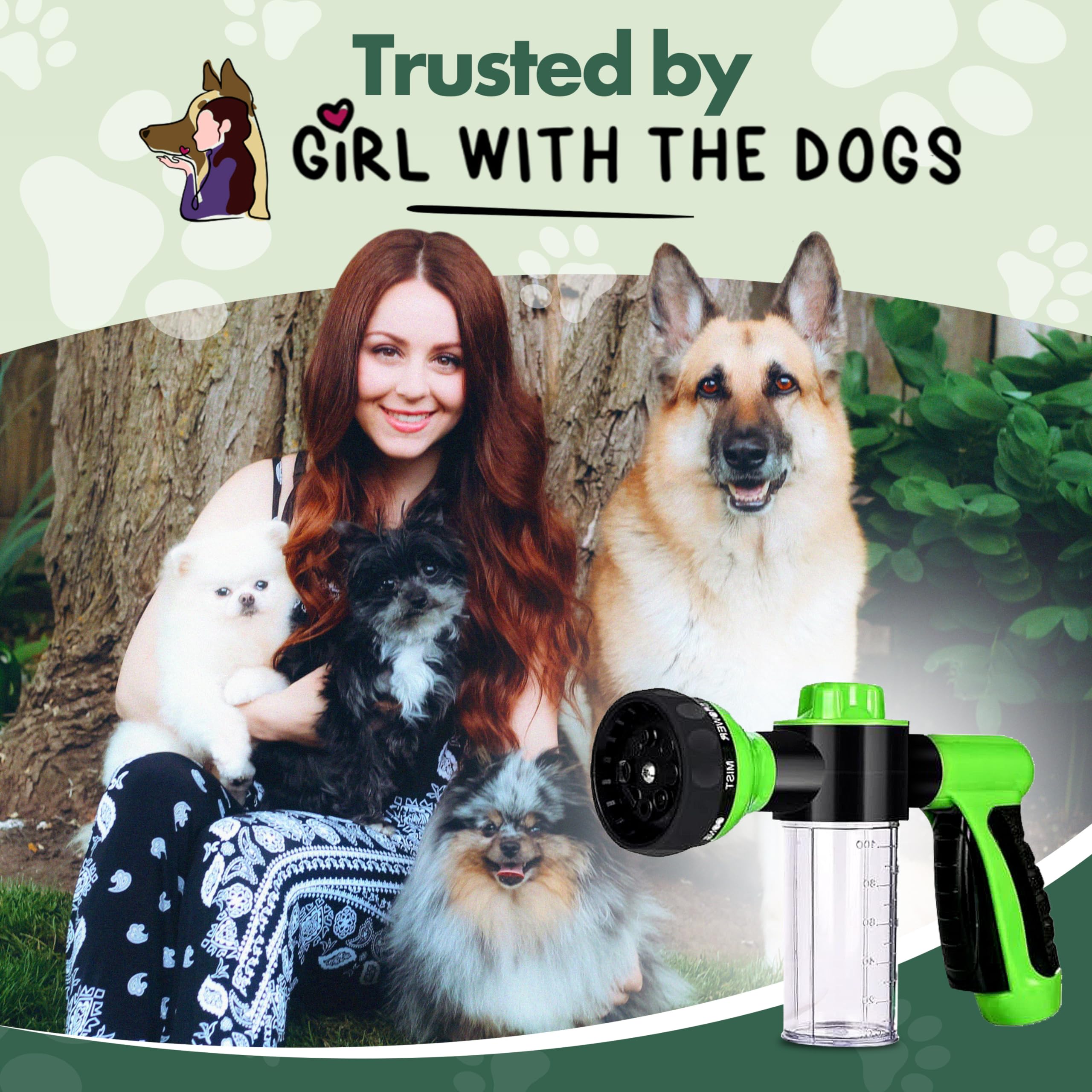 Girl With The Dogs garden hose nozzle with adjustable settings for precise pours