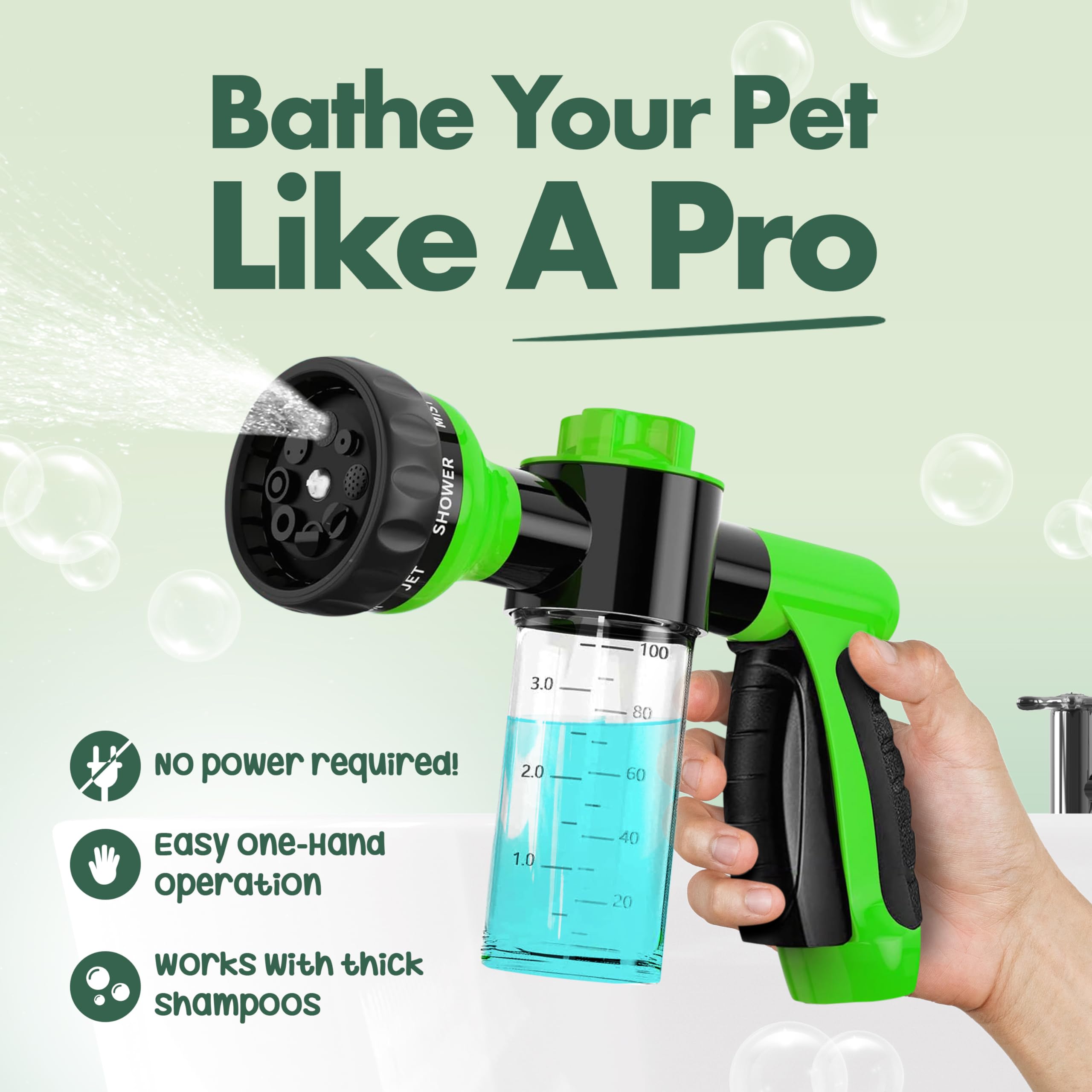 Girl With The Dogs one-handed operation nozzle during pet baths and cleaning tasks
