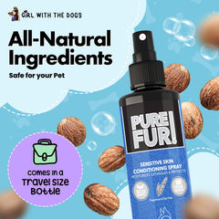 Girl With The Dogs Pure Fur conditioner with shea butter nourishes sensitive skin and hydration.