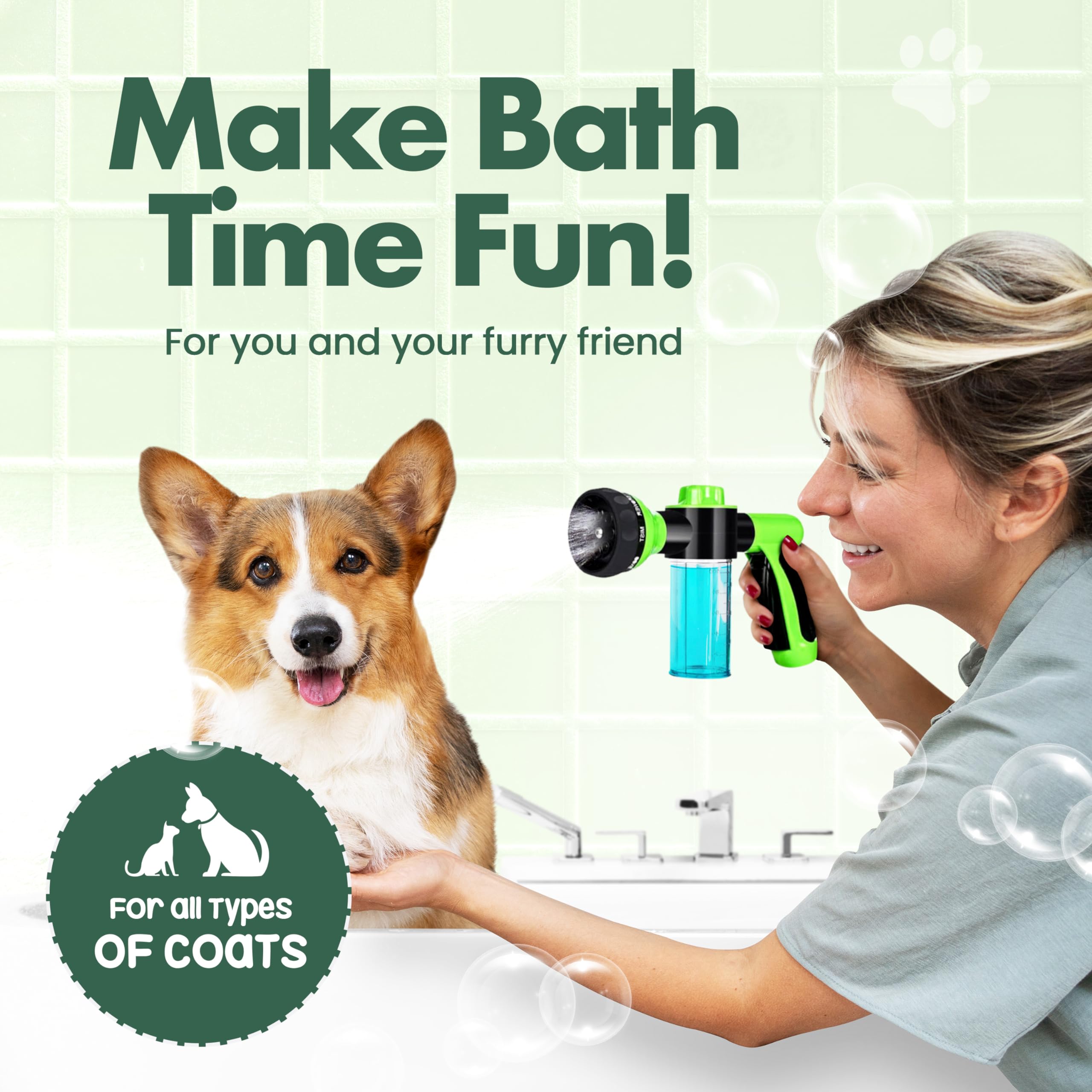 Girl With The Dogs soap-water mixing feature helps ready baths without long prep