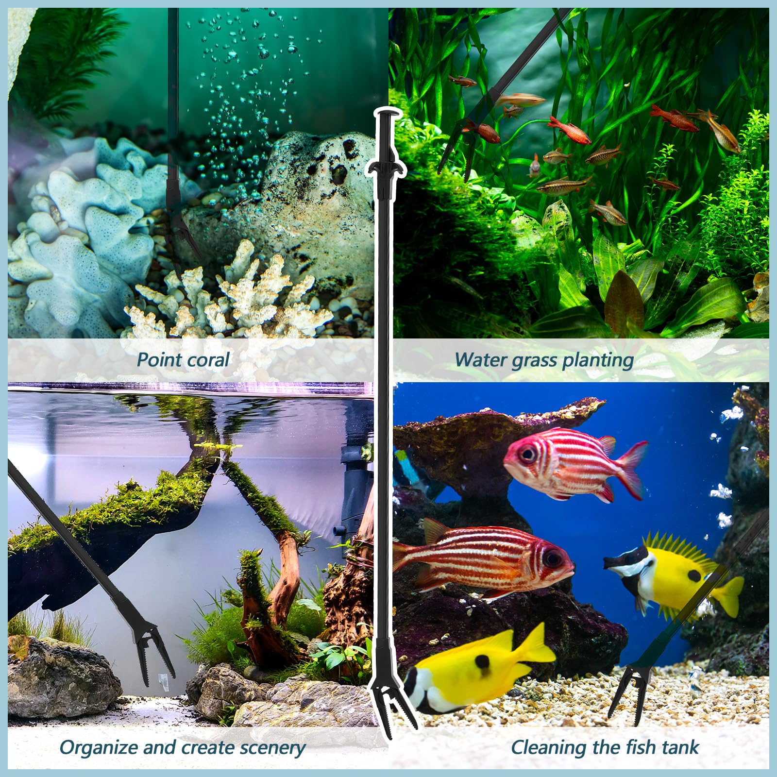 Gisafai aquarium tongs multi-use tool for feeding and plant repositioning
