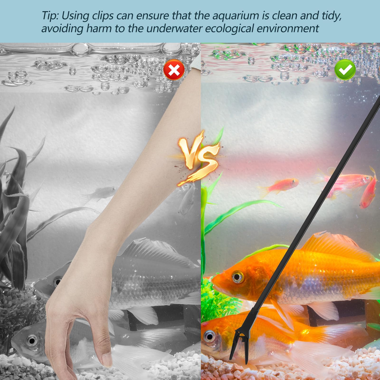 Gisafai aquarium tongs reach and trim for debris removal in tanks