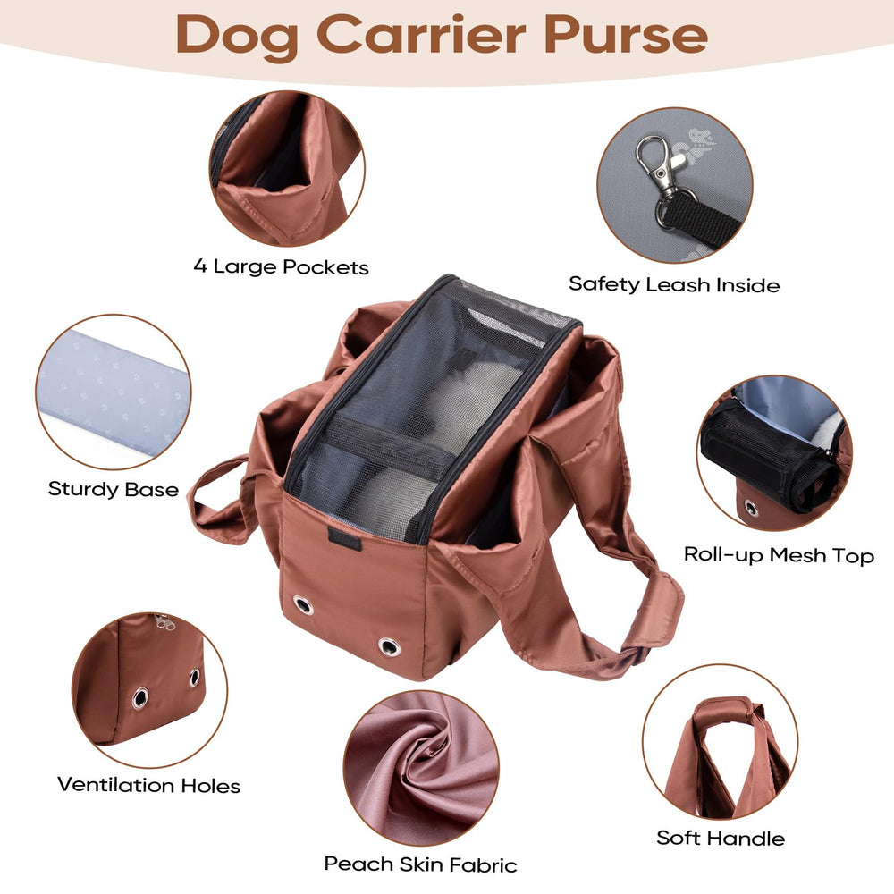 Gisaryc dog purse carrier open-top brown emphasizes airflow and pet comfort.