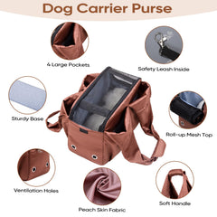Gisaryc dog purse carrier open-top brown emphasizes airflow and pet comfort.