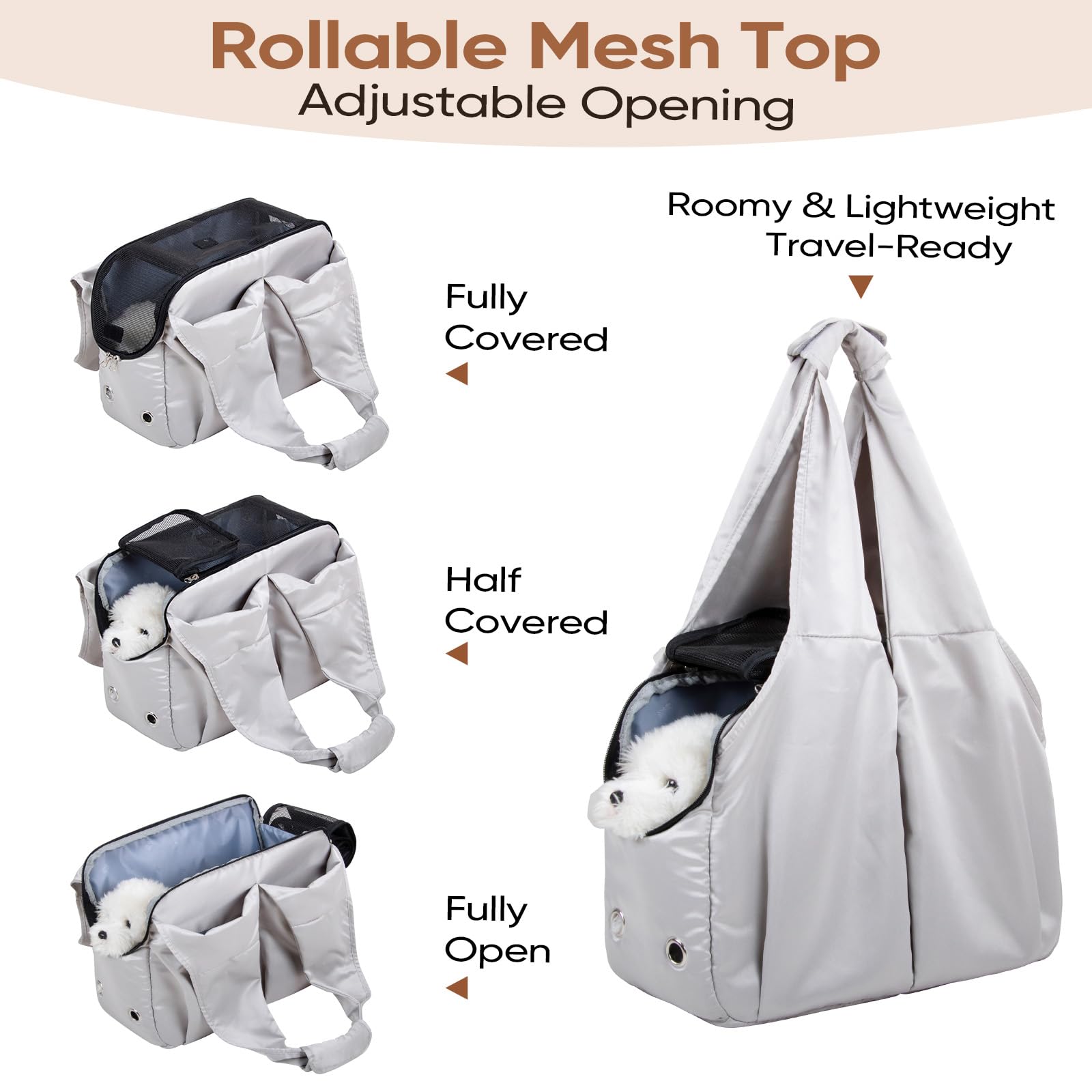 Gisaryc Dog Purse Carrier top ventilation, breathable mesh for airflow