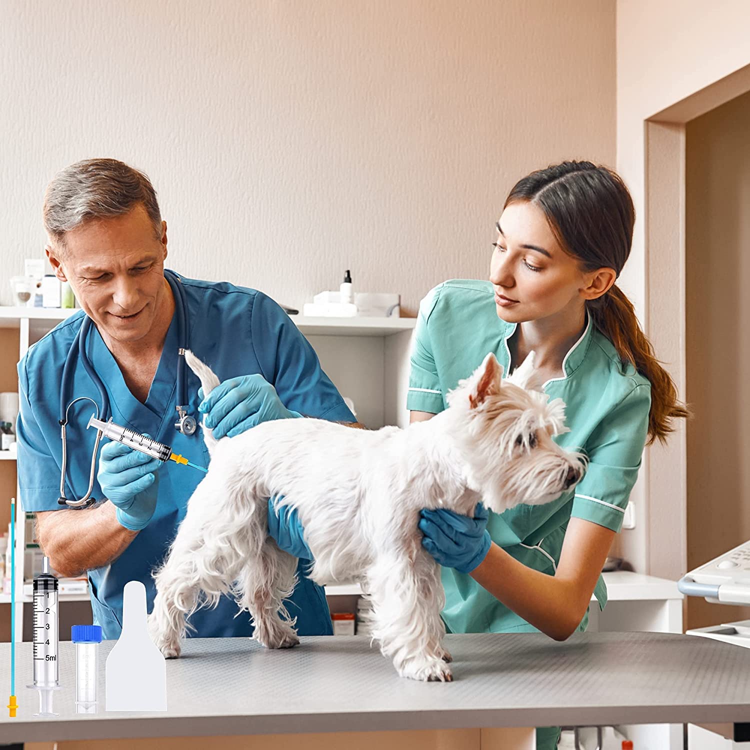 GISUREM nitrile gloves provide a protective barrier during handling and AI procedures.