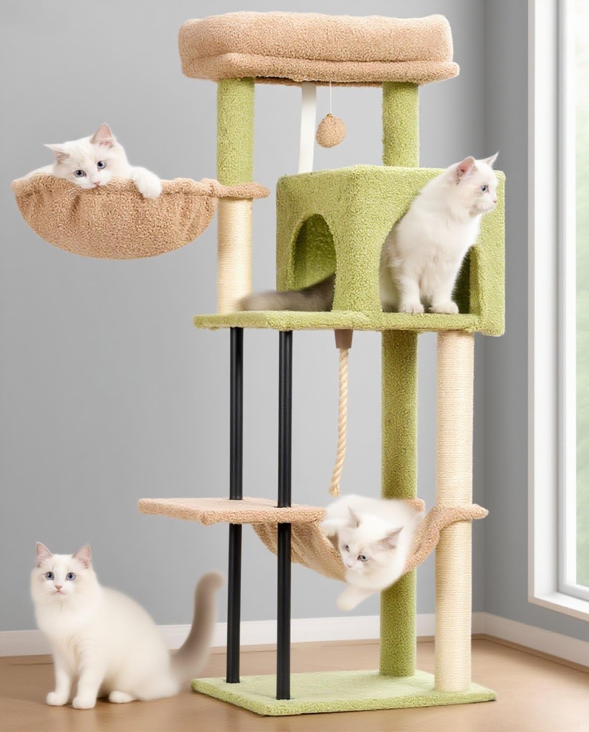 Gitelsnour cactus cat tree top platform provides cozy lounging for small cats.