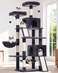 Gitelsnour 71-inch cat tree front view shows tall perch for climbing