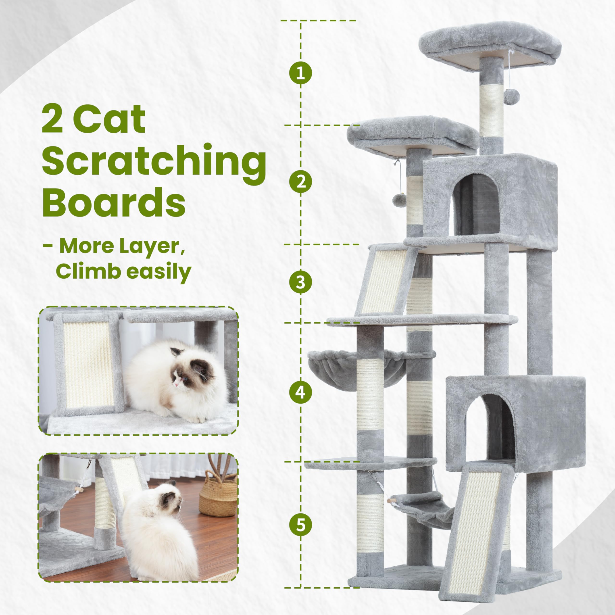 Gitelsnour cat tree 71in anti tipping straps secure to a wall for added safety