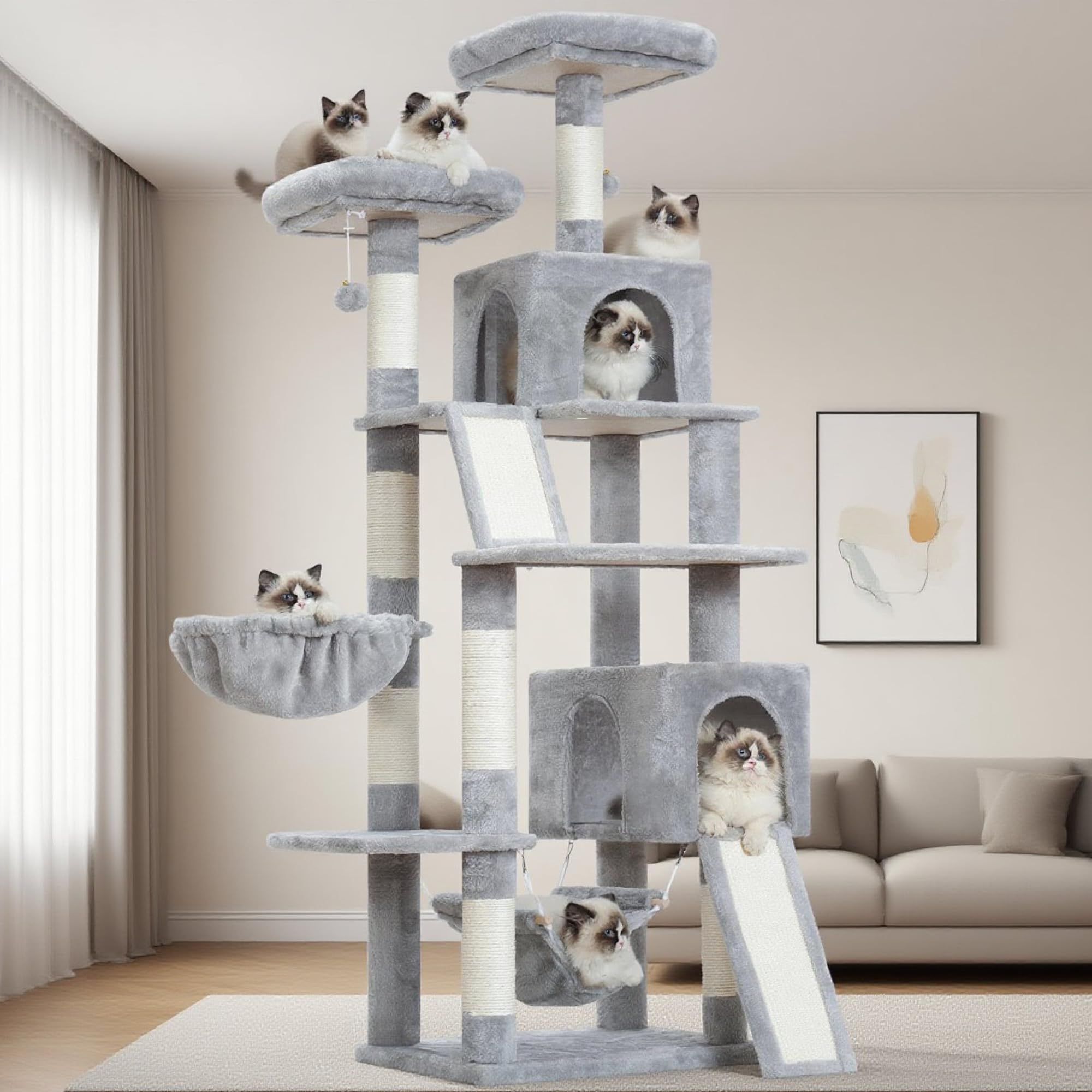 Gitelsnour cat tree 71in base stability supports sturdy climbing and safe play