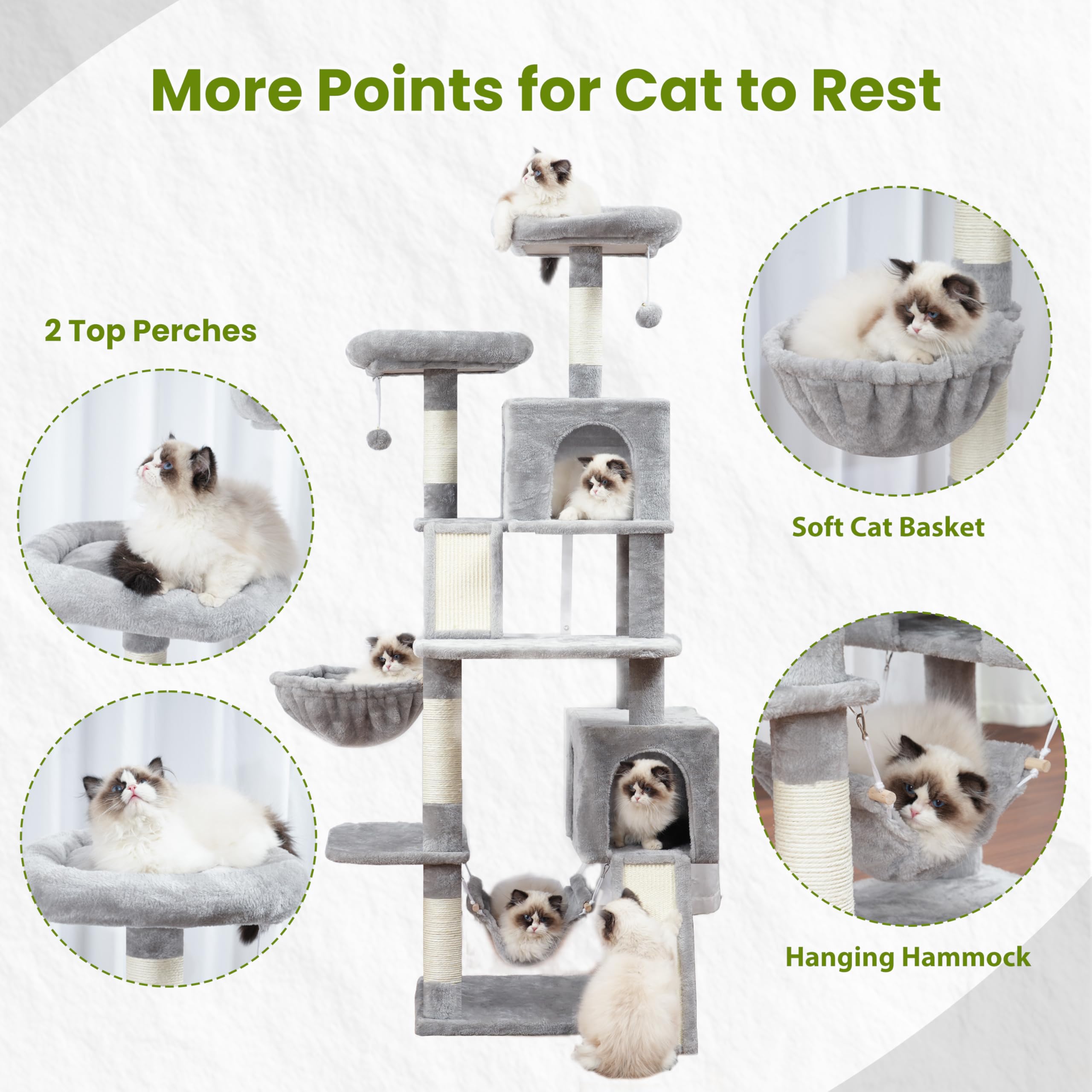 Gitelsnour cat tree 71in plush caves offer cozy hideaways for naps