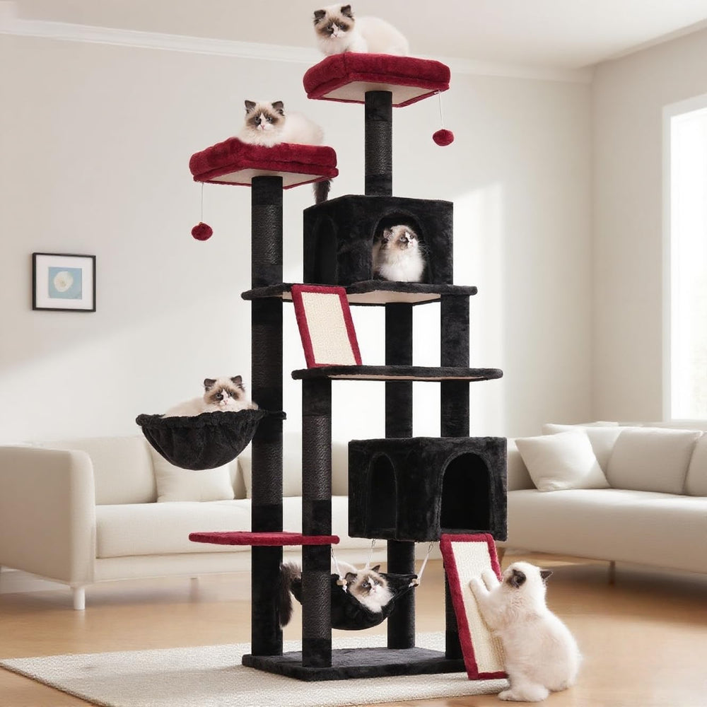 Gitelsnour cat tree 71-inch tall structure for vertical exploration and play.
