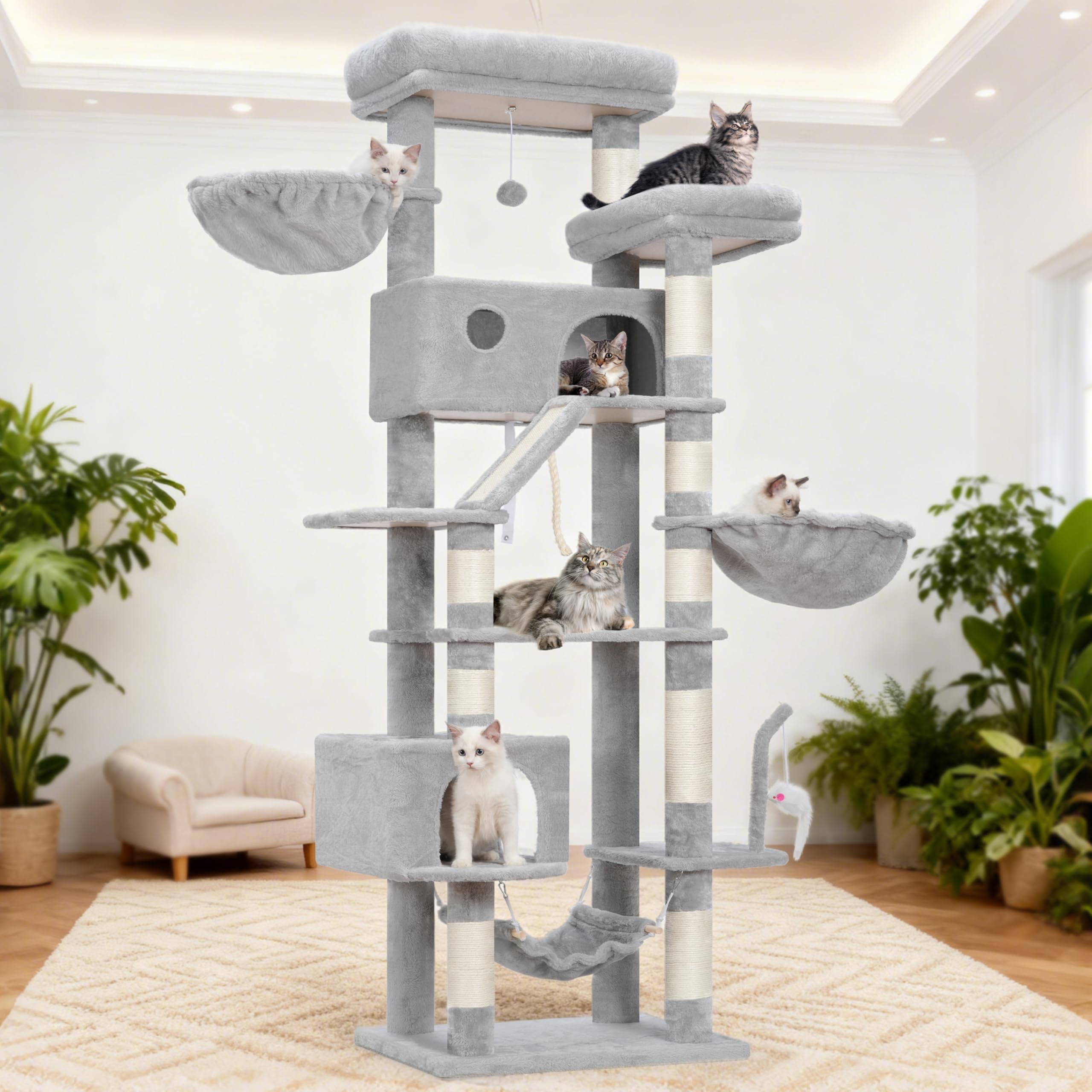 Gitelsnour cat tree anti tip bars boost stability during active moments.