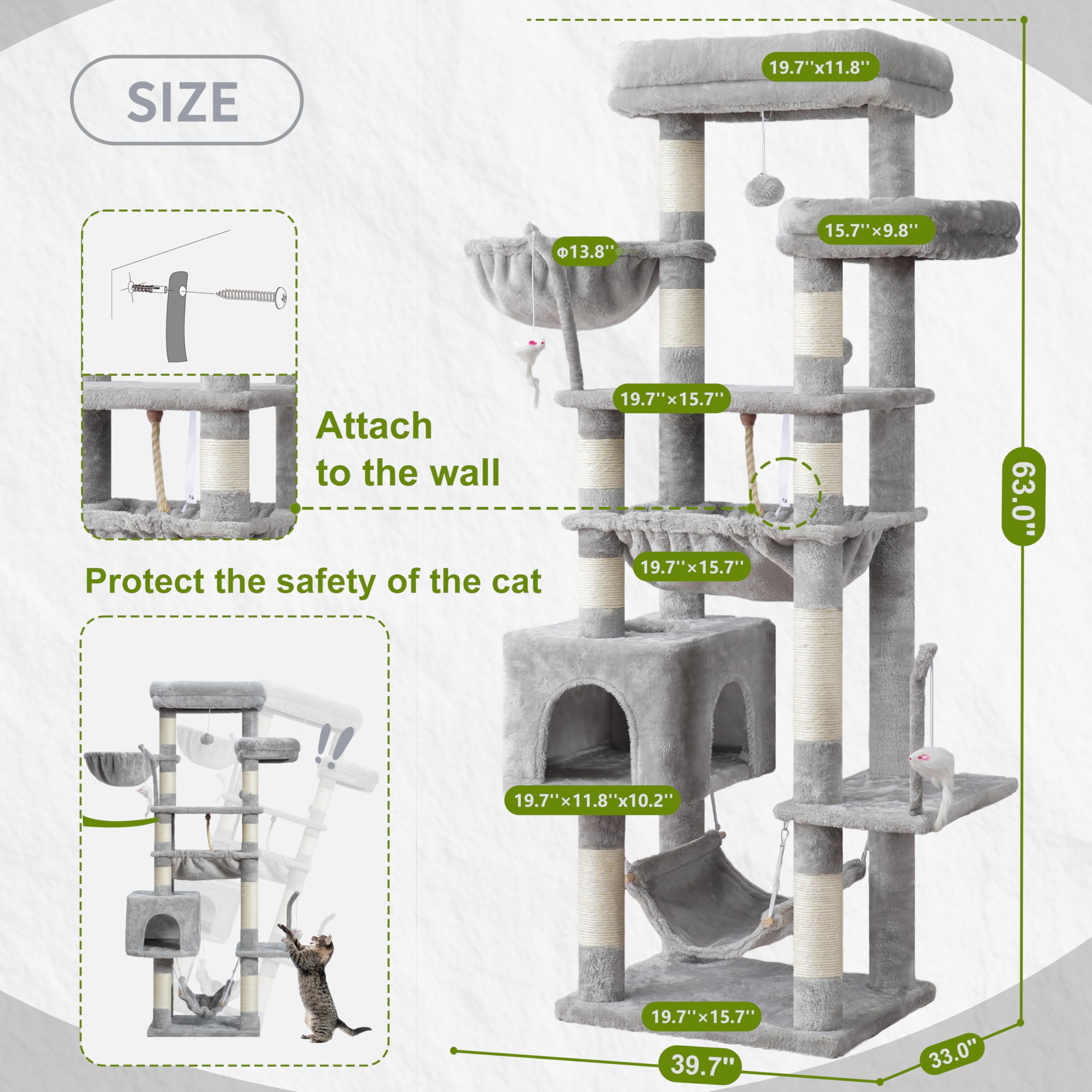 Gitelsnour cat-tree assembly anti-tip kit boosts stability.