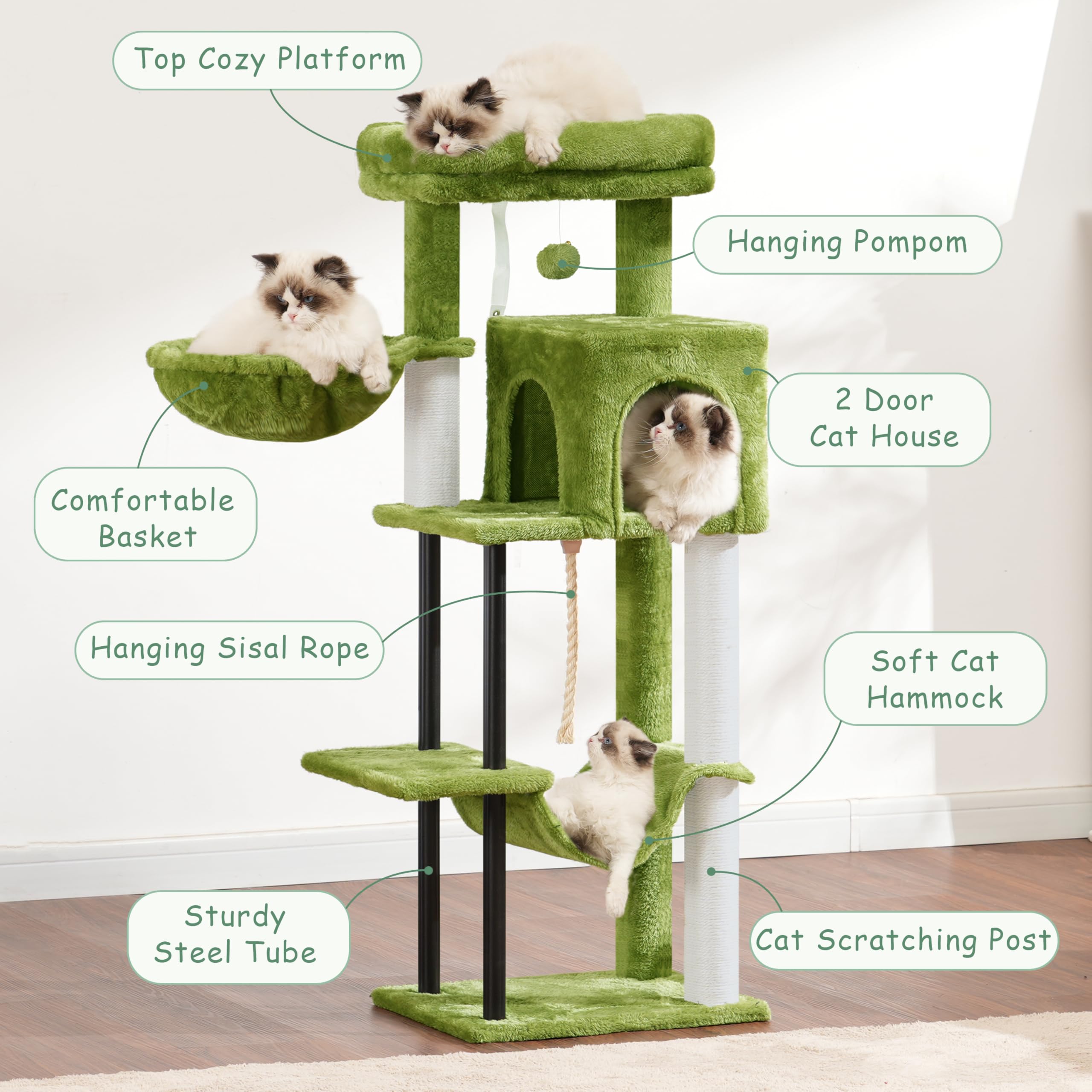 Gitelsnour cat tree condo interior provides a private retreat for naps.