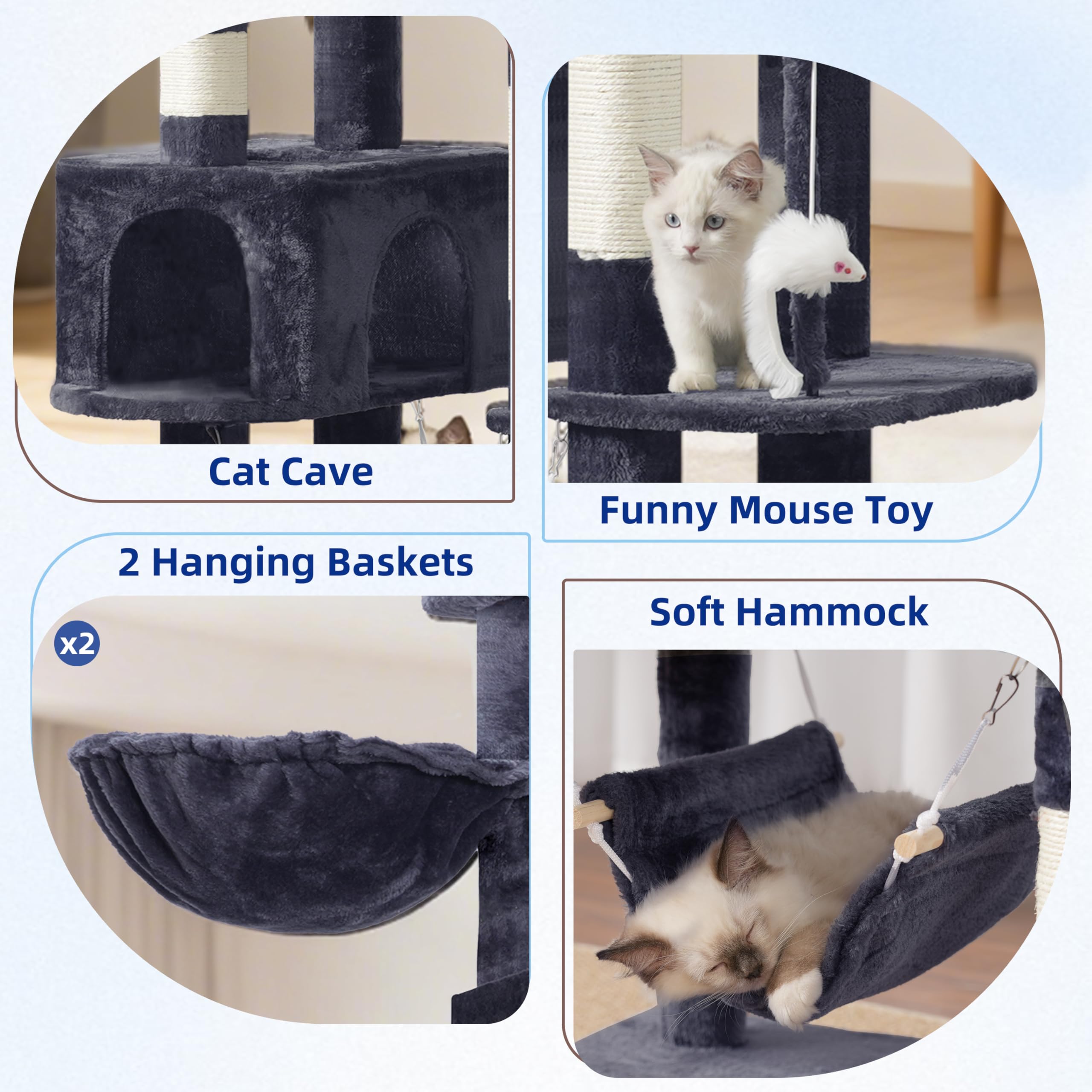 Gitelsnour cat tree cat houses provide privacy and warmth.