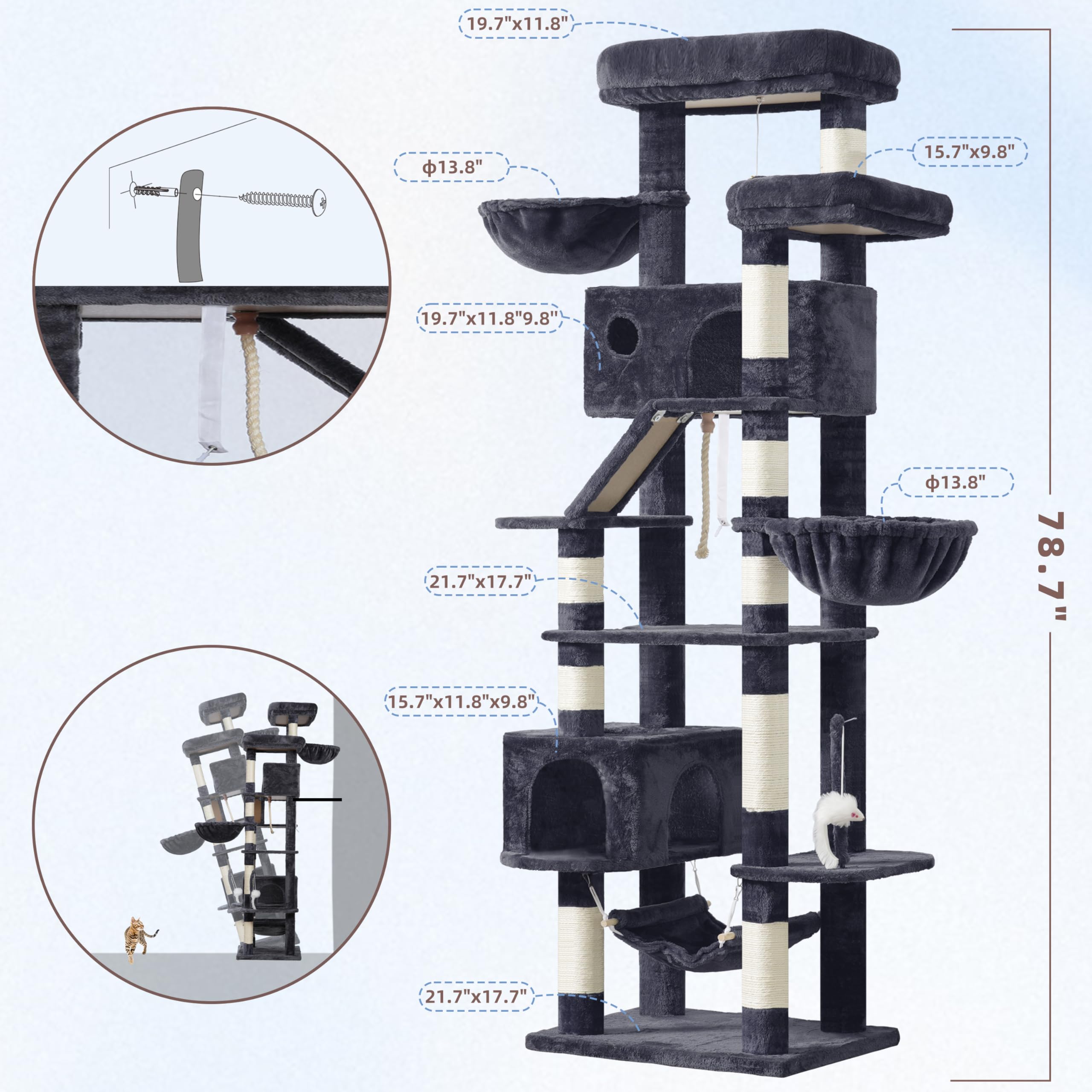 Gitelsnour cat tree deep baskets offer cozy lounging spots.