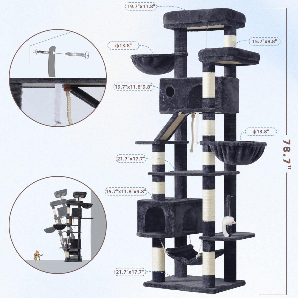 Gitelsnour cat tree deep baskets offer cozy lounging spots.