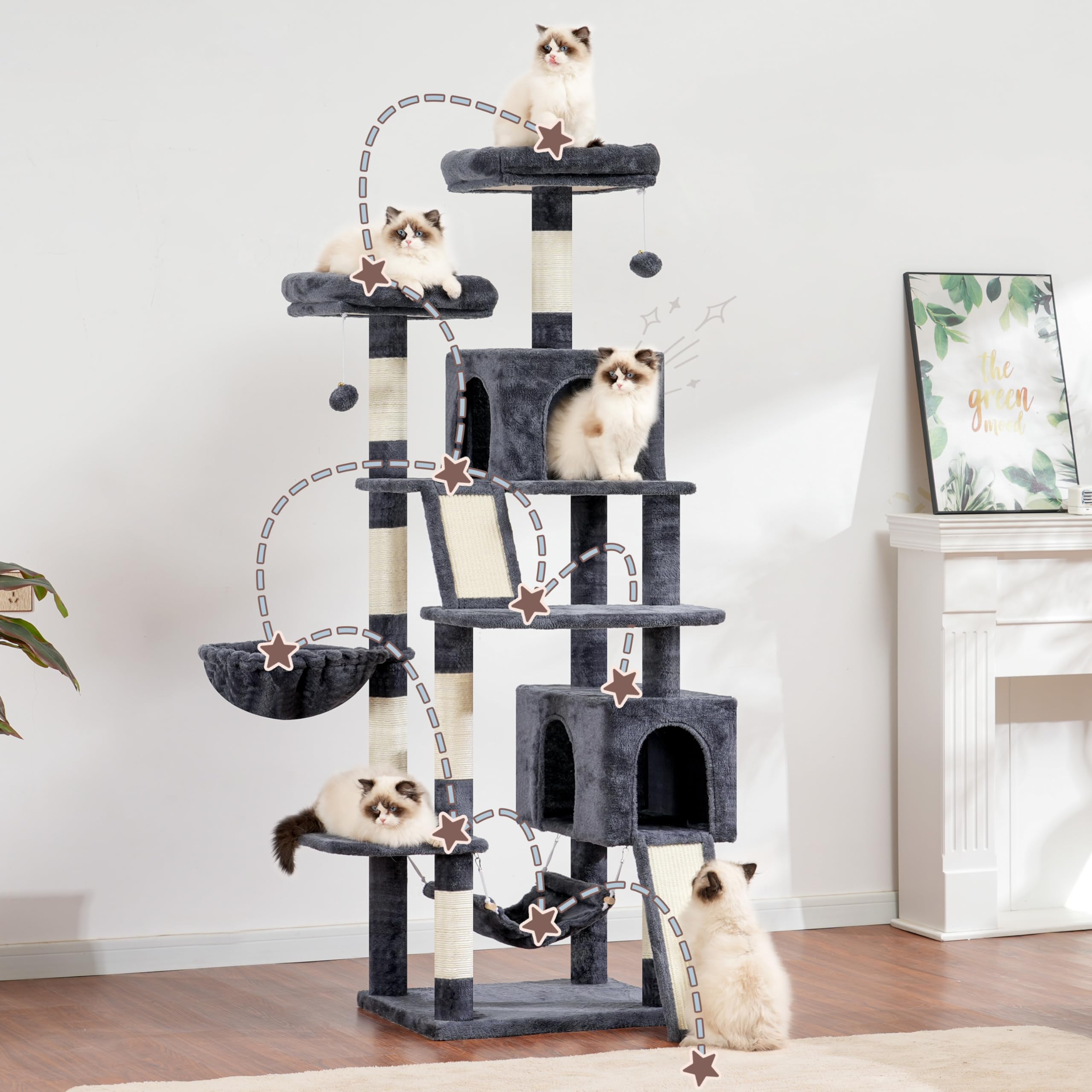 Gitelsnour cat tree deep hanging basket adds extra hiding space