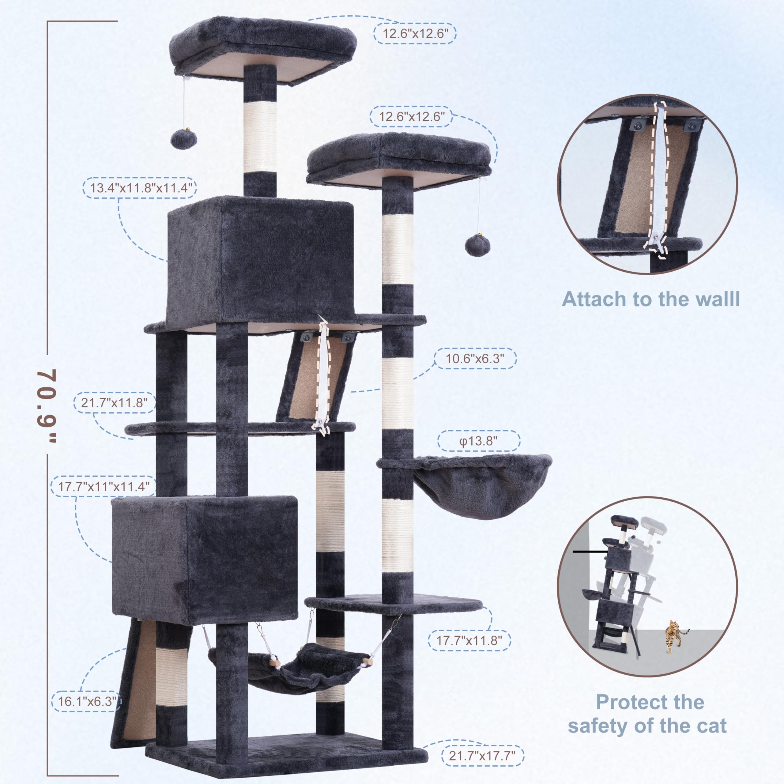 Gitelsnour cat tree hammock provides relaxing lounging space