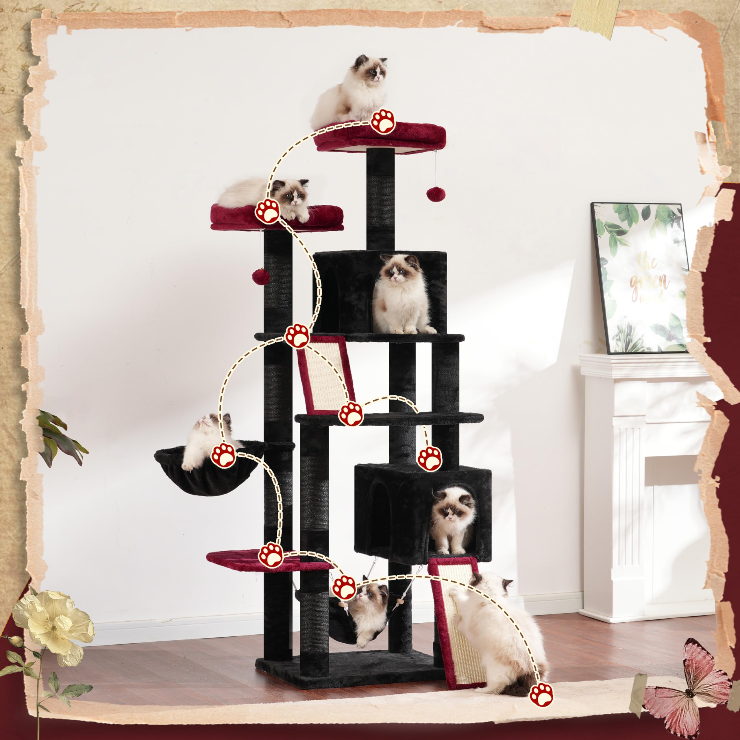 Gitelsnour cat tree hammock provides a soft lounging spot.