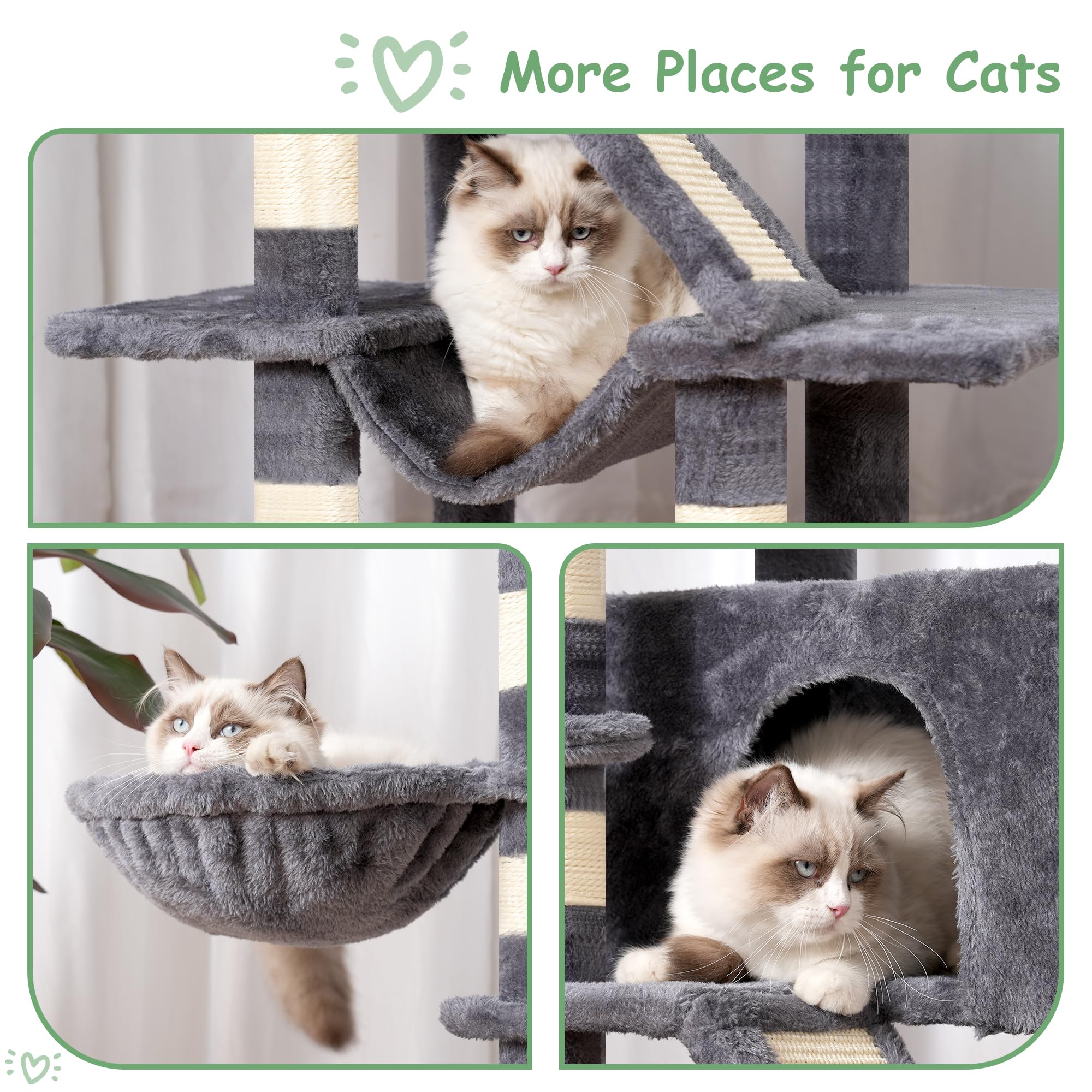 Gitelsnour cat tree hammock provides suspended comfort during relaxation.
