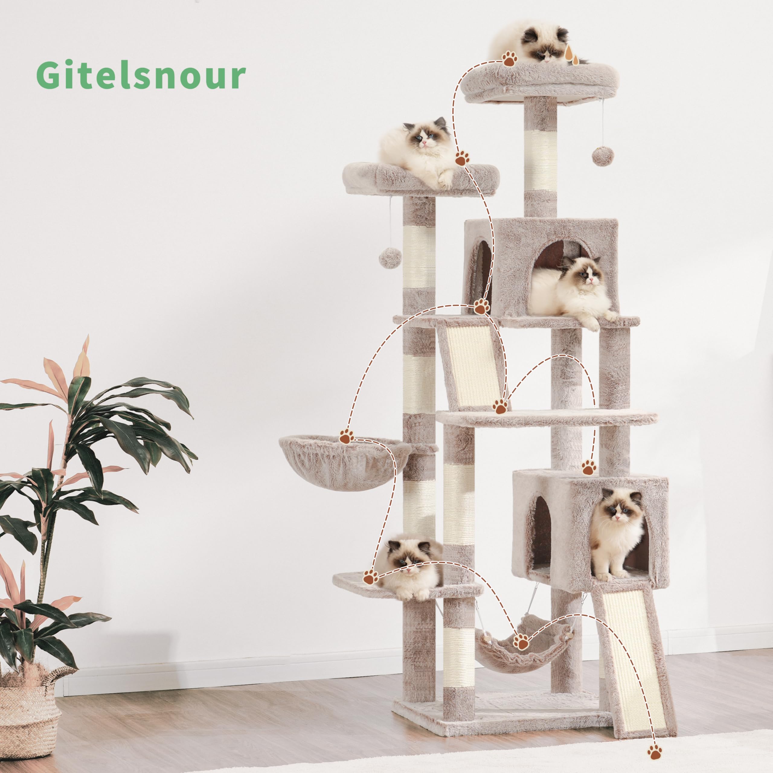 Gitelsnour cat tree hanging basket invites lounging and observation