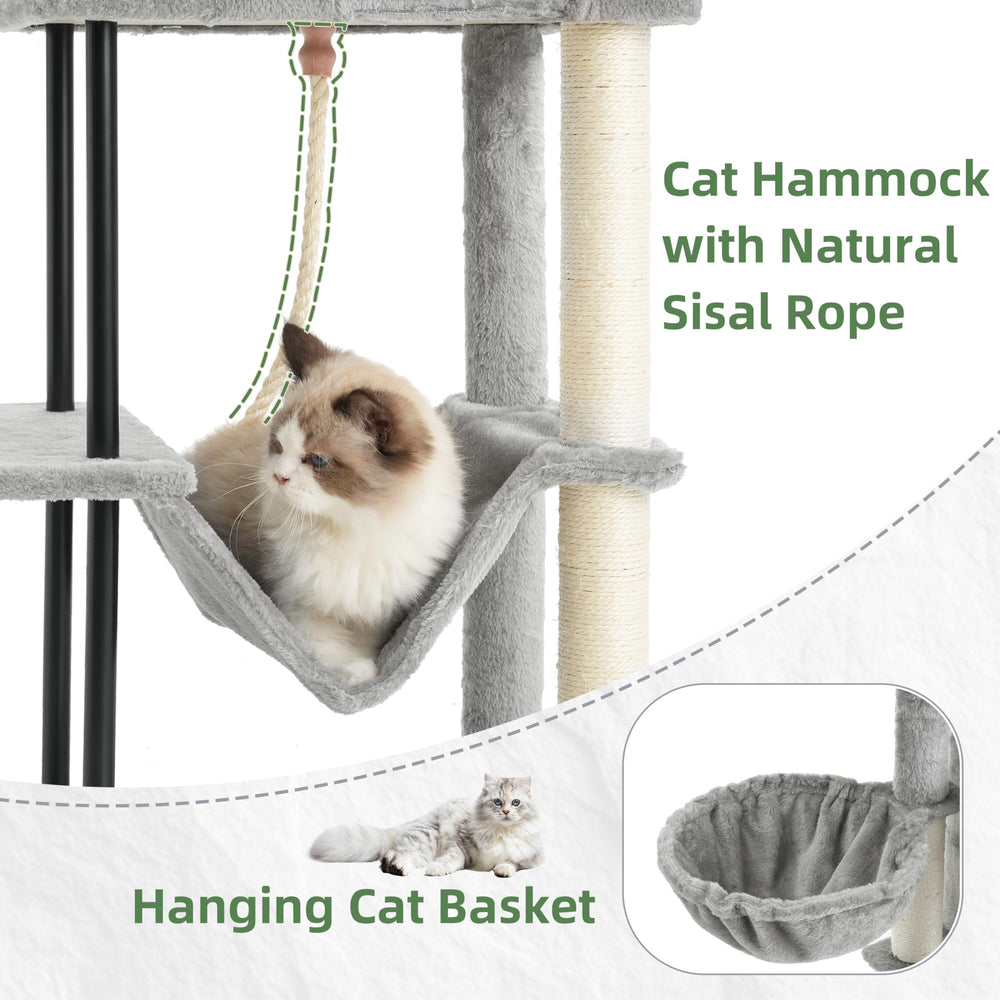 Gitelsnour cat tree hanging basket creates a secure retreat for naptime.