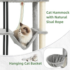 Gitelsnour cat tree hanging basket creates a secure retreat for naptime.