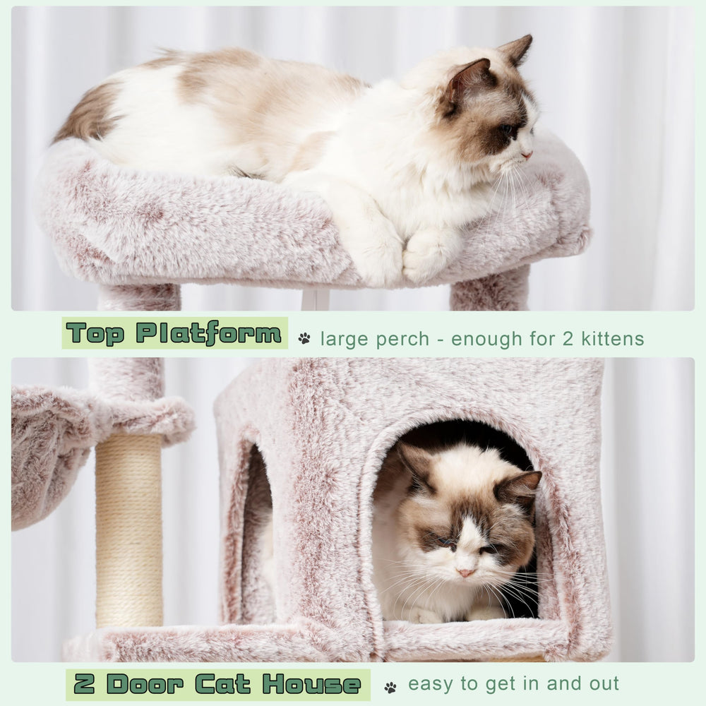 Gitelsnour cat tree hanging basket provides a cozy napping spot.