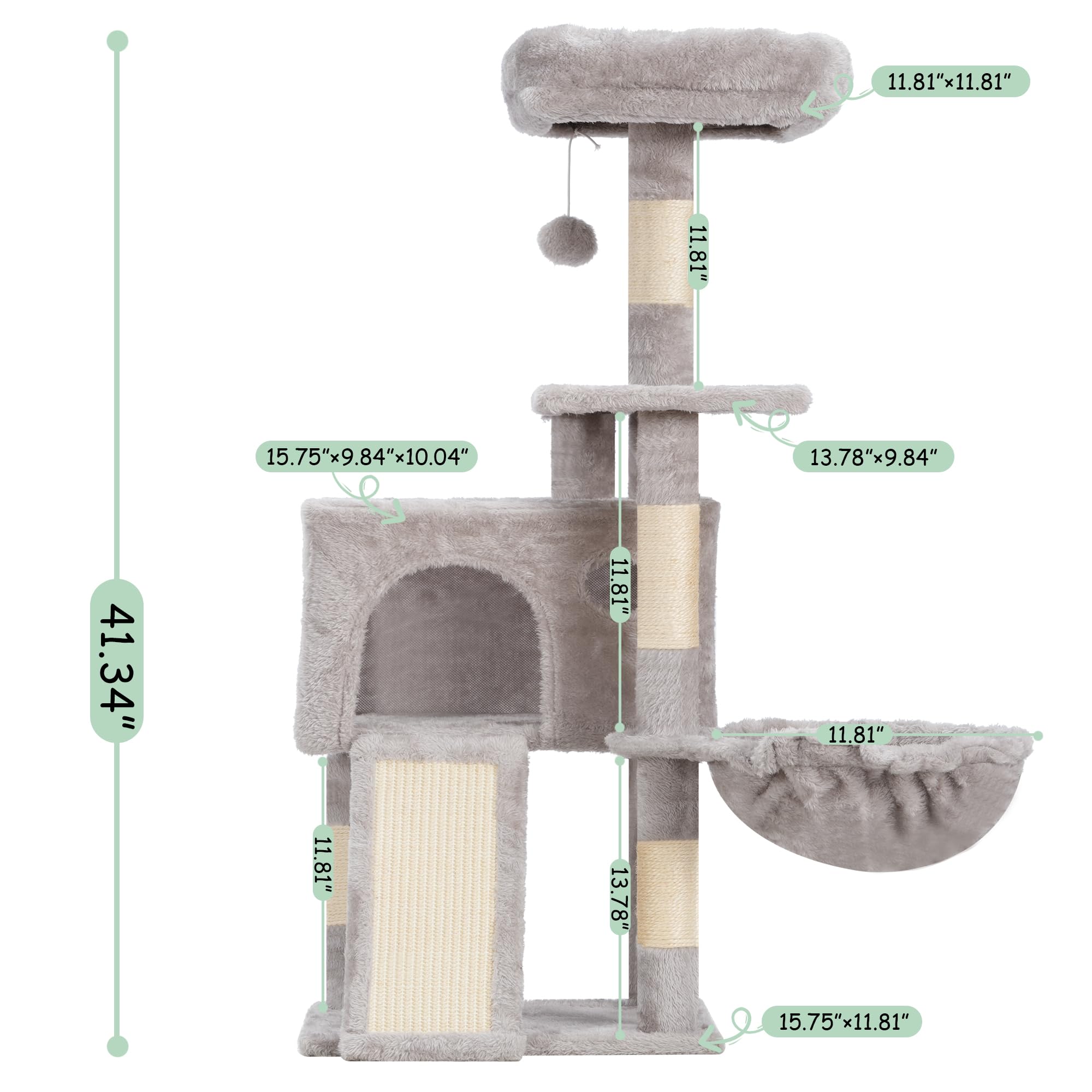 Gitelsnour cat tree hanging fur ball for playful interaction.