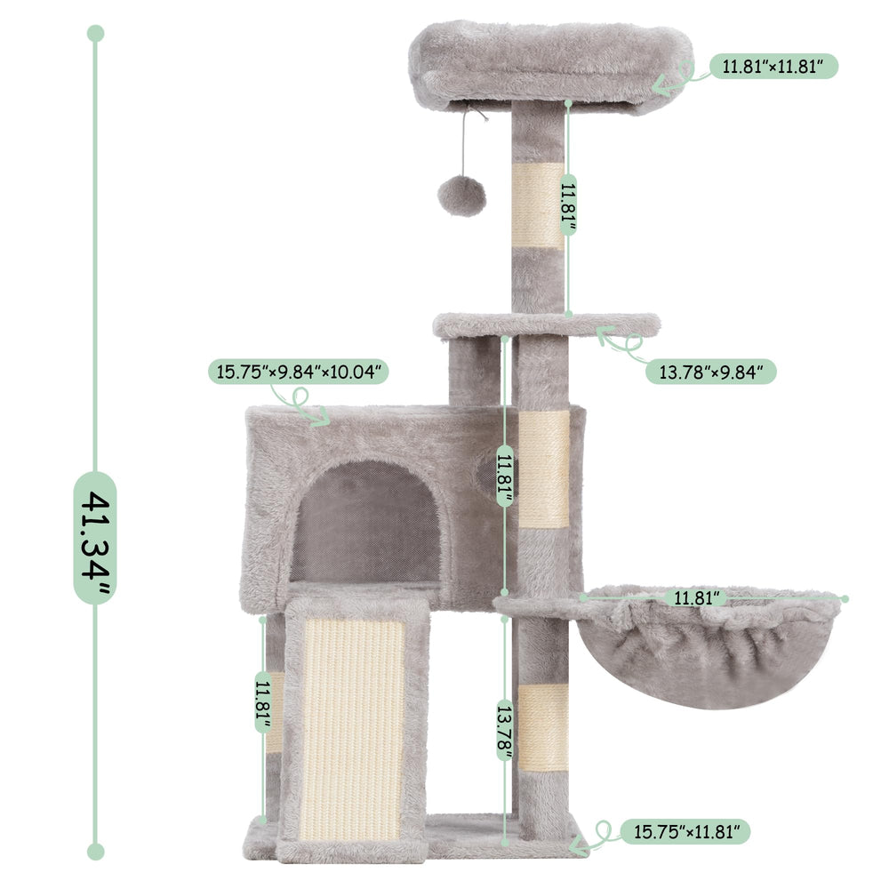 Gitelsnour cat tree hanging fur ball for playful interaction.