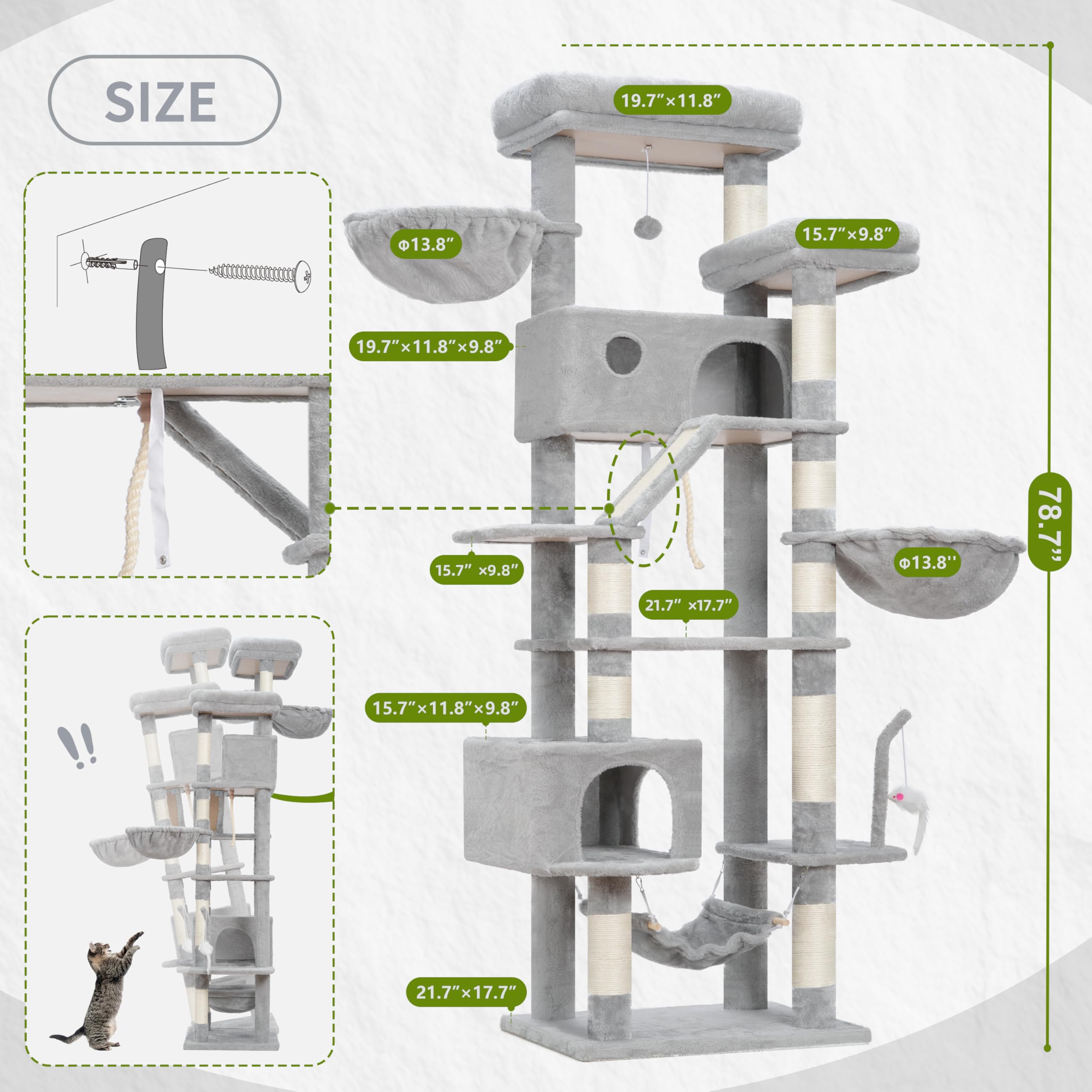 Gitelsnour cat tree hanging fur ball stimulates play and hunting behavior.