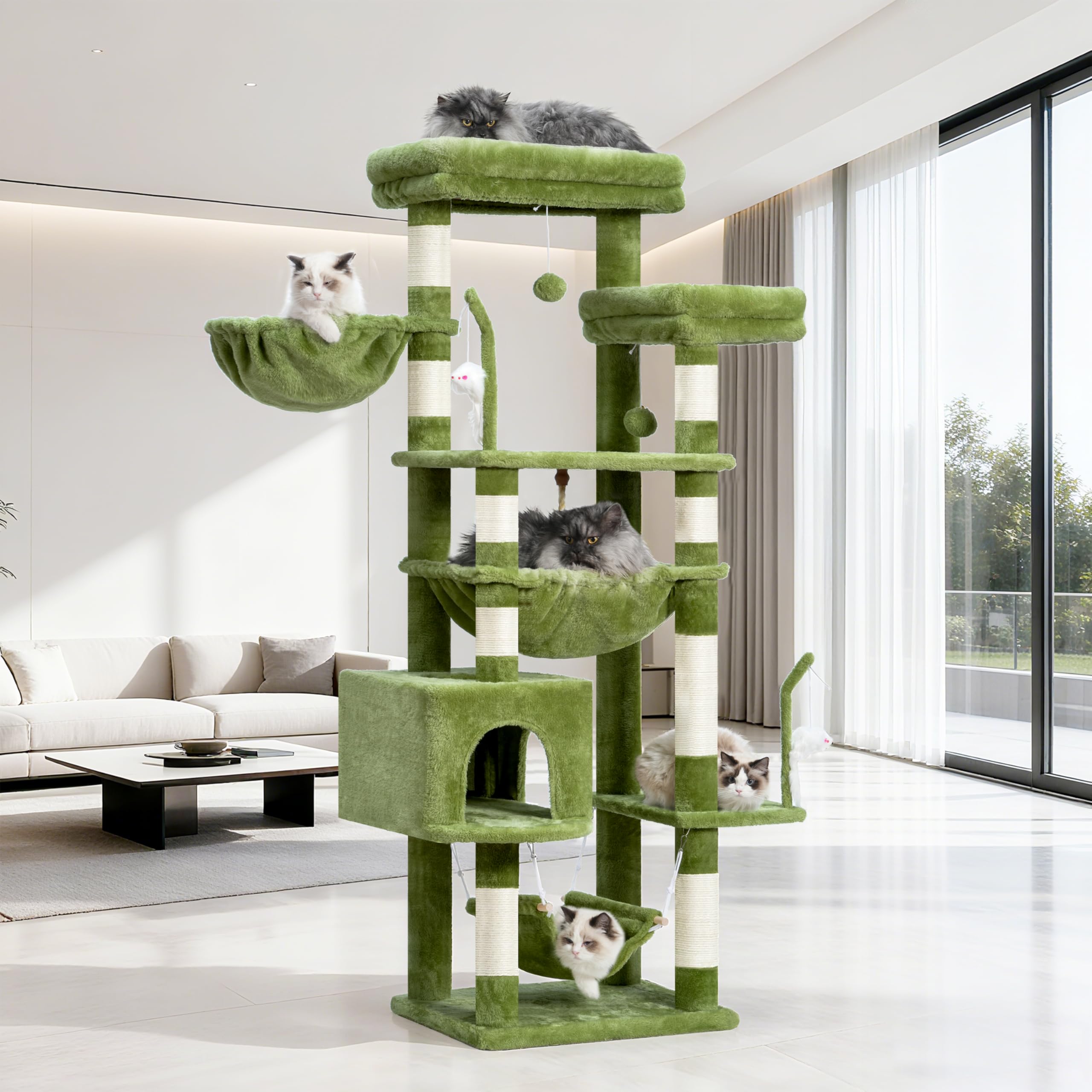 Gitelsnour cat tree placed in living room, inviting indoor cats to explore.