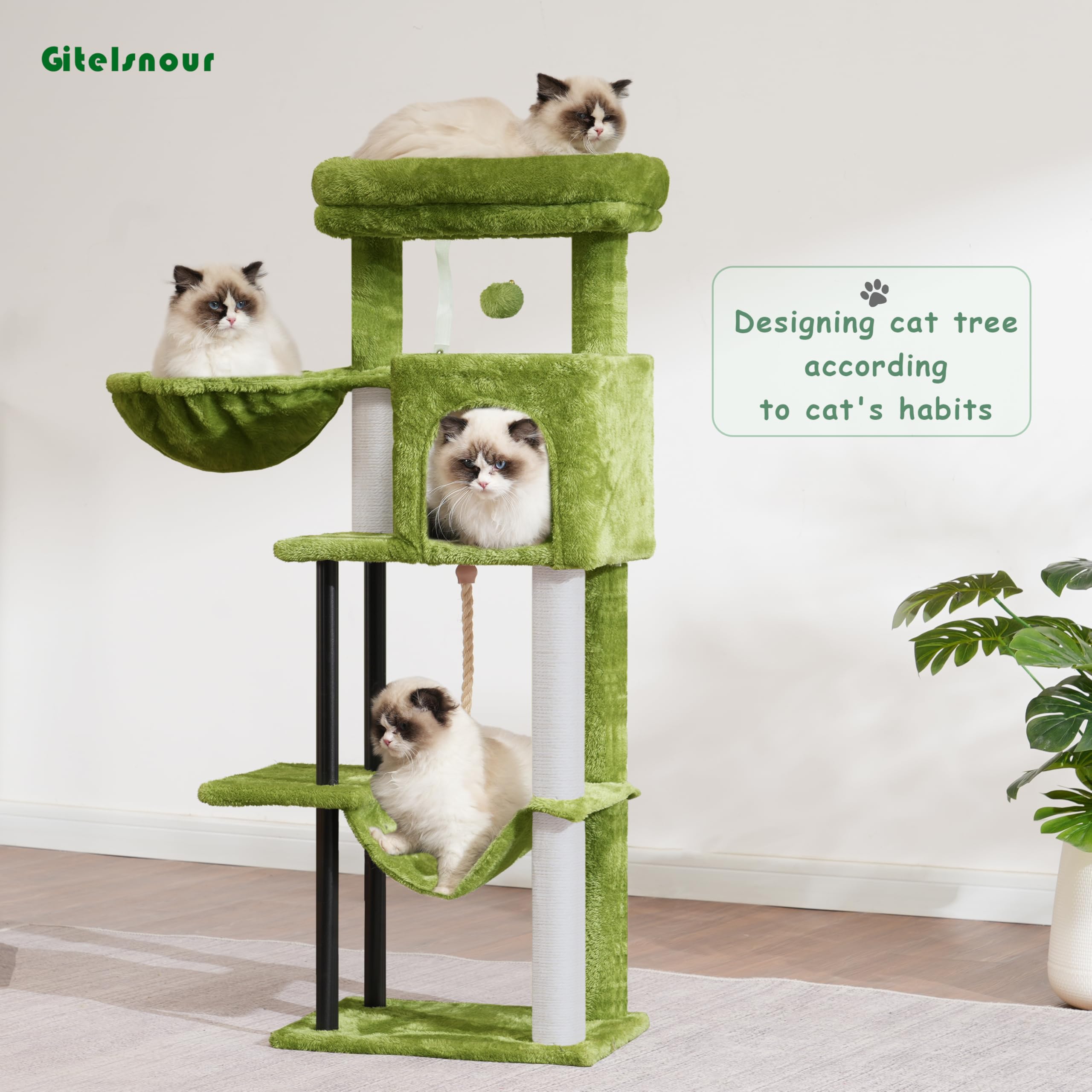 Gitelsnour cat tree iron-frame detail shows durable construction with modern design.